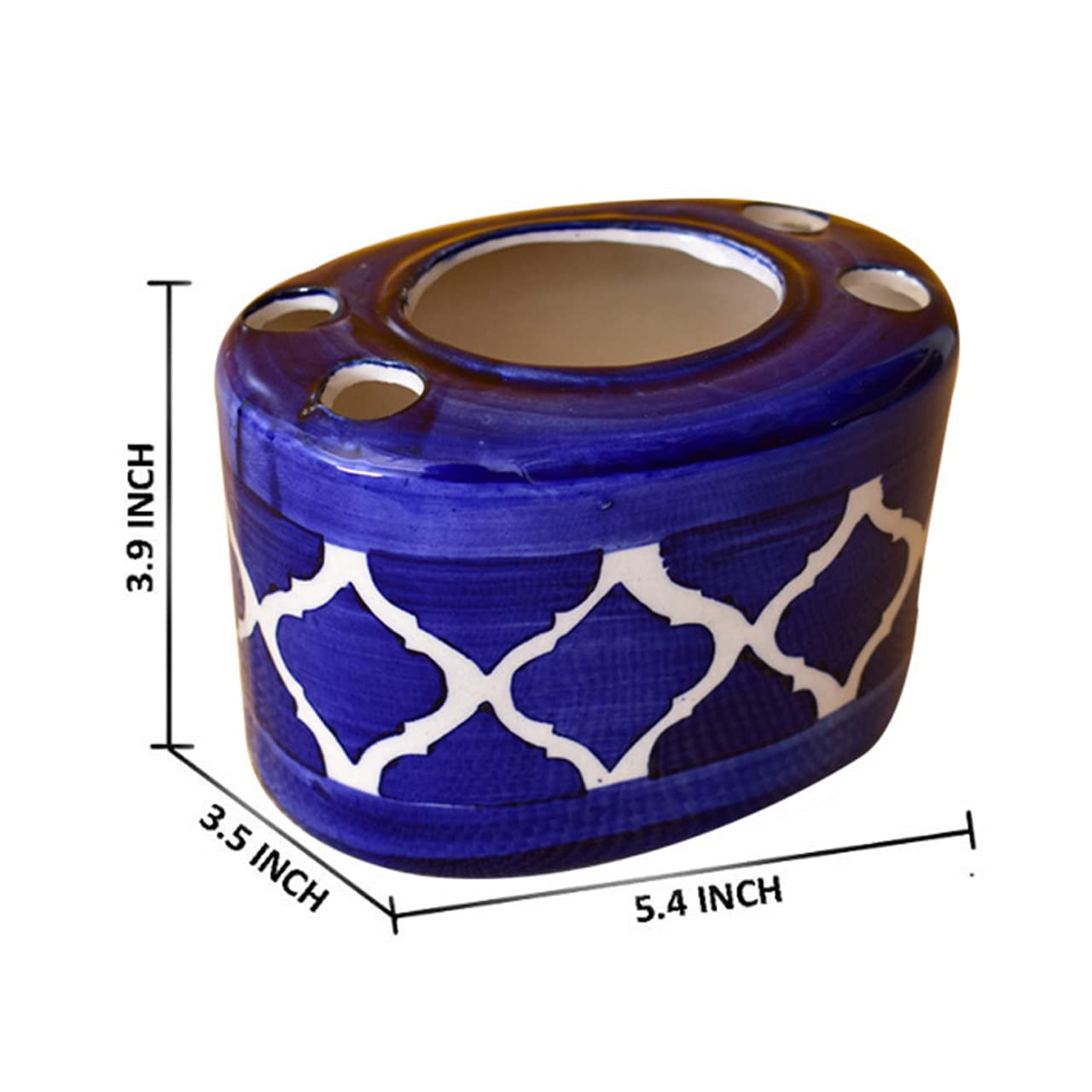 KunhaR Ceramic Toothbrush Holder Stand for Bathroom,2 Pieces, Blue Chidi - Image 2
