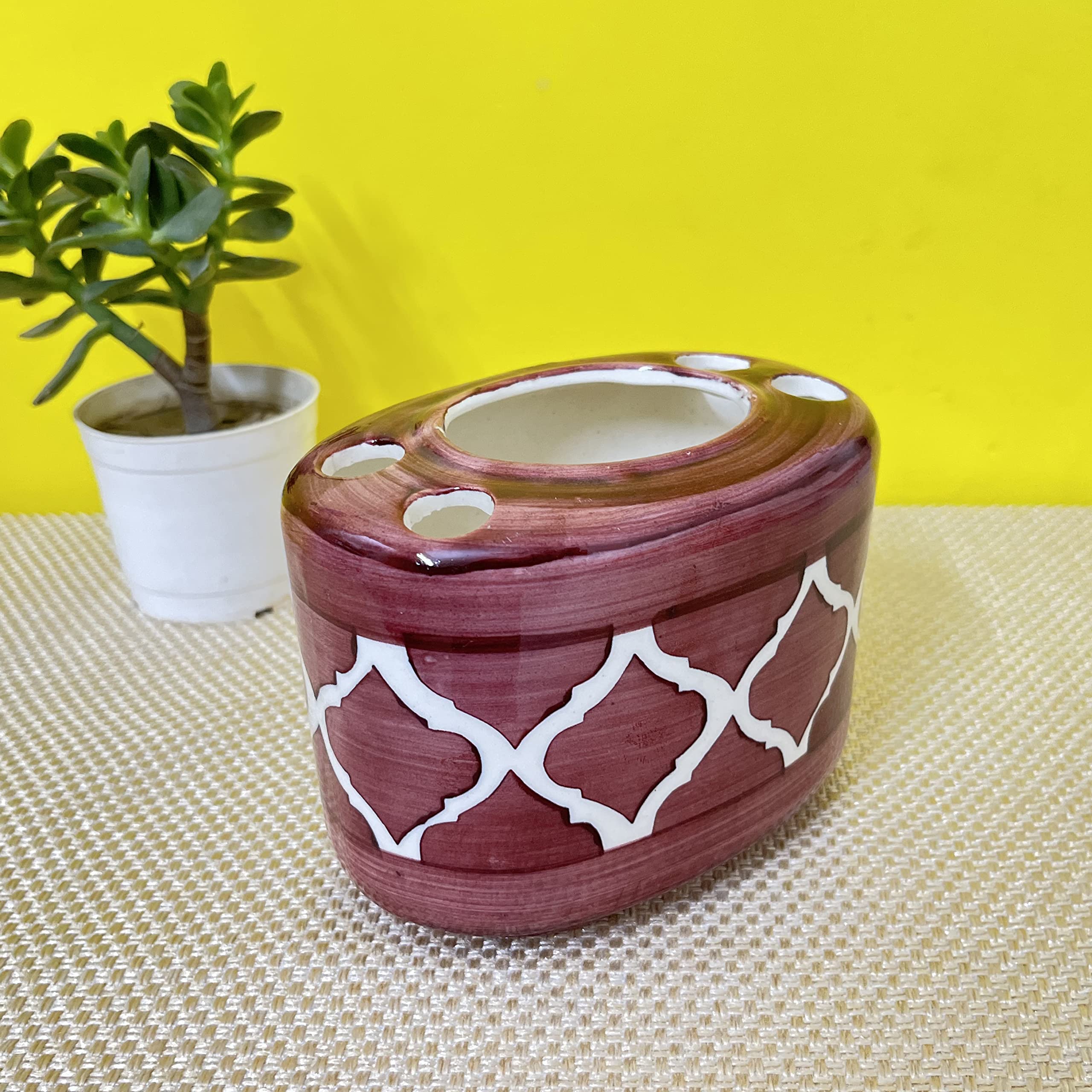 KunhaR Ceramic Toothbrush Holder Stand for Bathroom,2 Pieces, Brown - Image 3