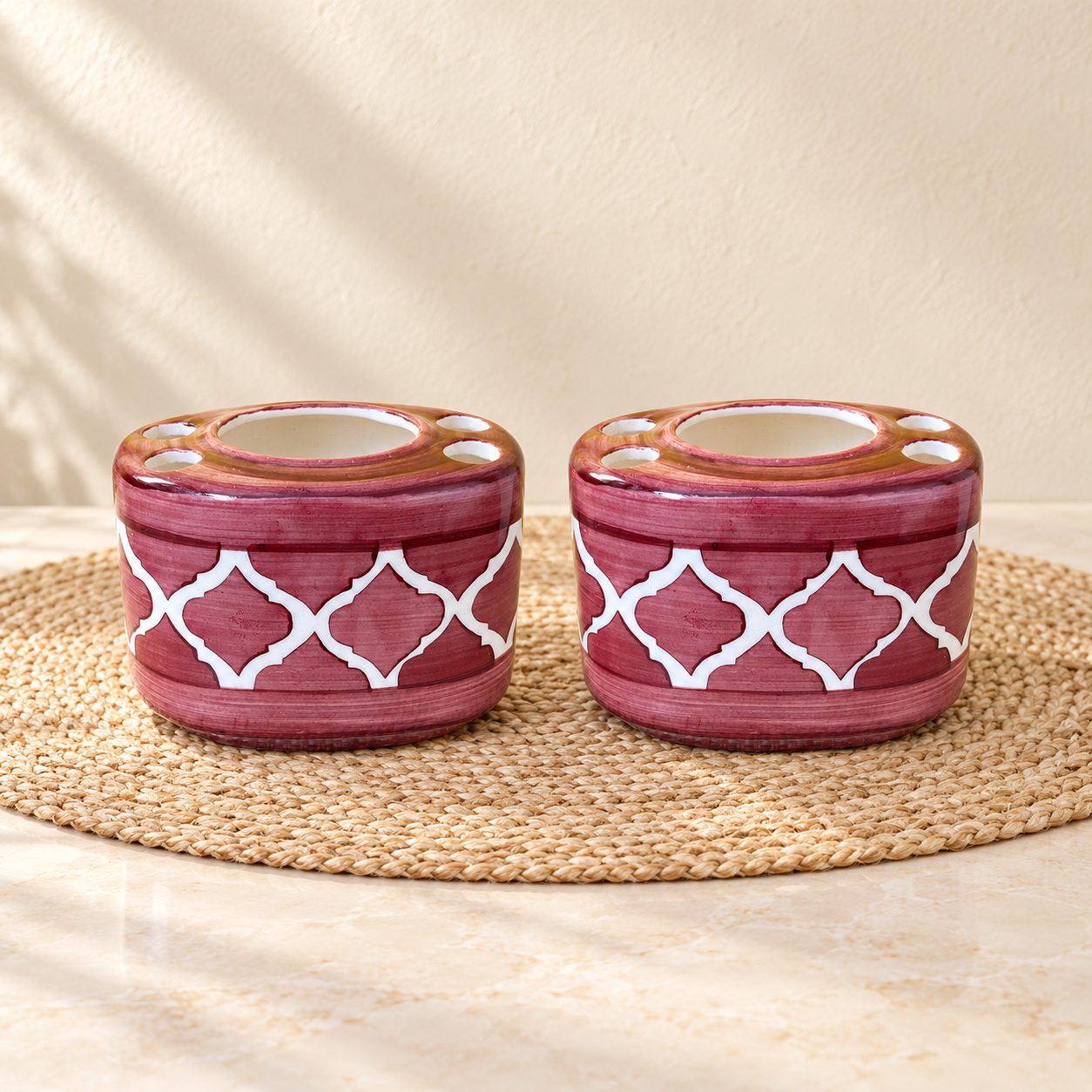 KunhaR Ceramic Toothbrush Holder Stand for Bathroom,2 Pieces, Brown