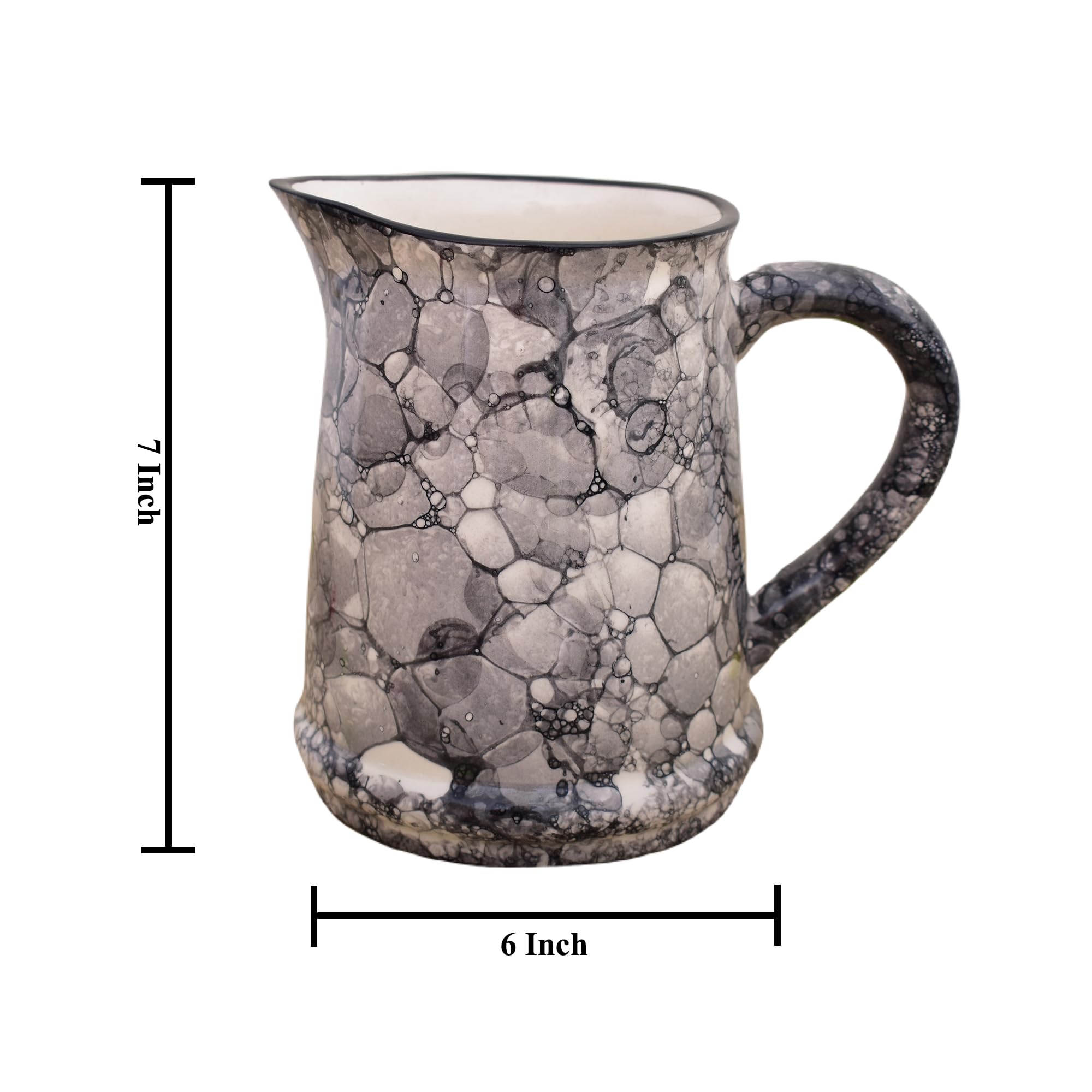 KunhaR Ceramic Water Jug, Ceramic Picher, 1750 Ml, Black Luster - Image 2