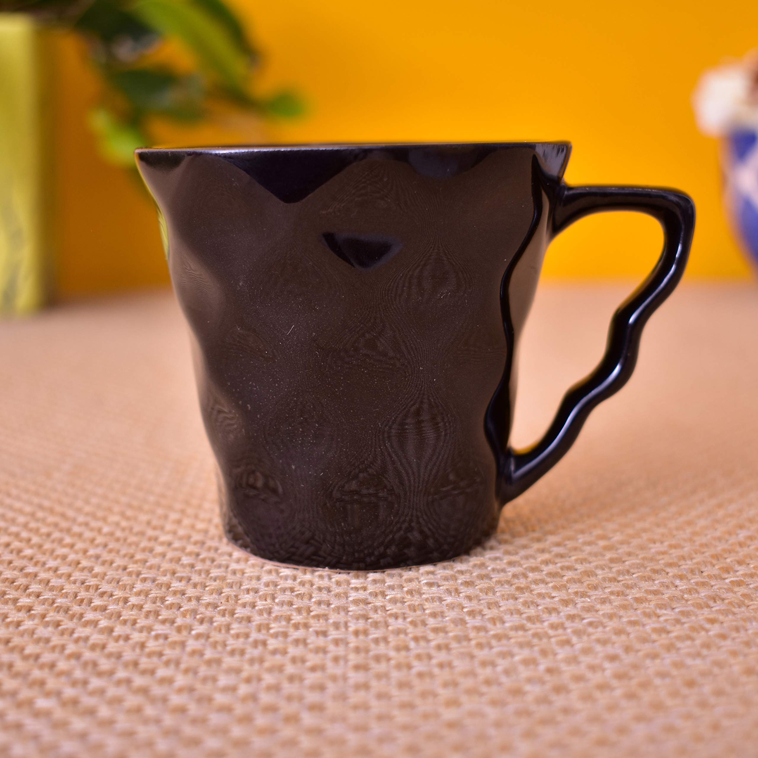Kunhar Ceramic Diamond Cut Shape Tea Cups and Snack Tray (6 Cups 150 ML and 2 Snack Trays) - Image 5
