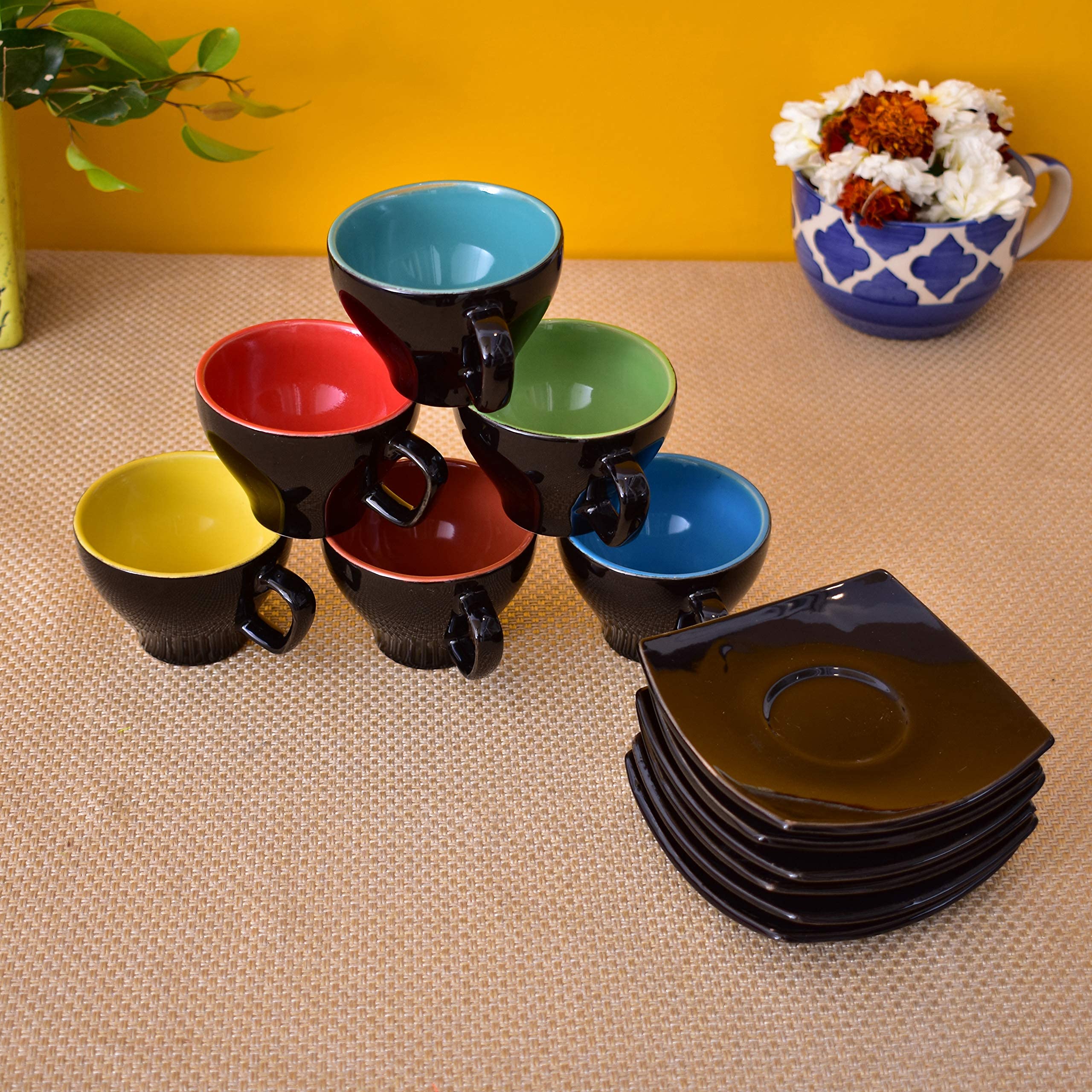 Kunhar Ceramic Tea Cups and Saucers (6 Cups 140 ML and 6 Saucers) - Image 2