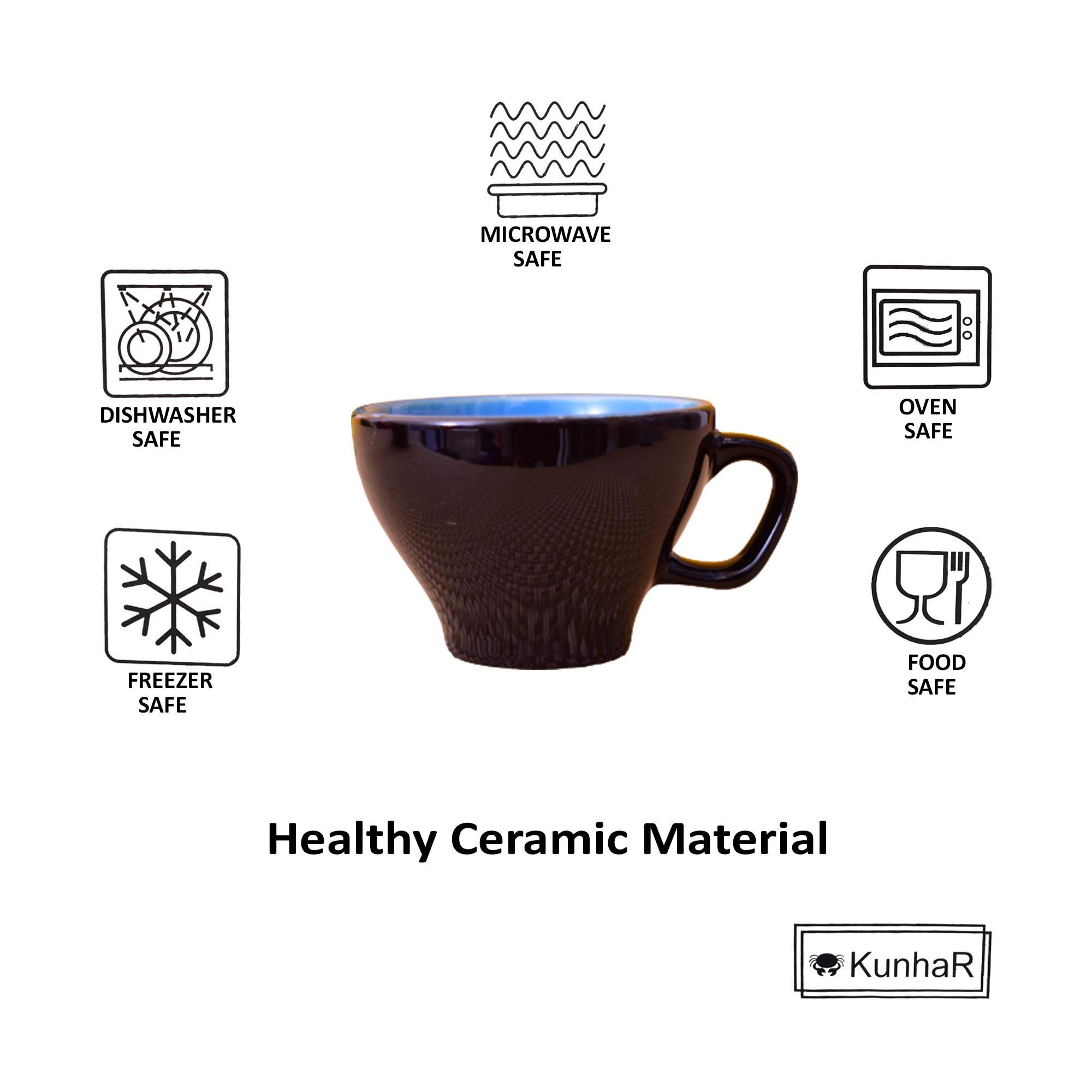Kunhar Ceramic Tea Cups and Saucers (6 Cups 140 ML and 6 Saucers) - Image 4