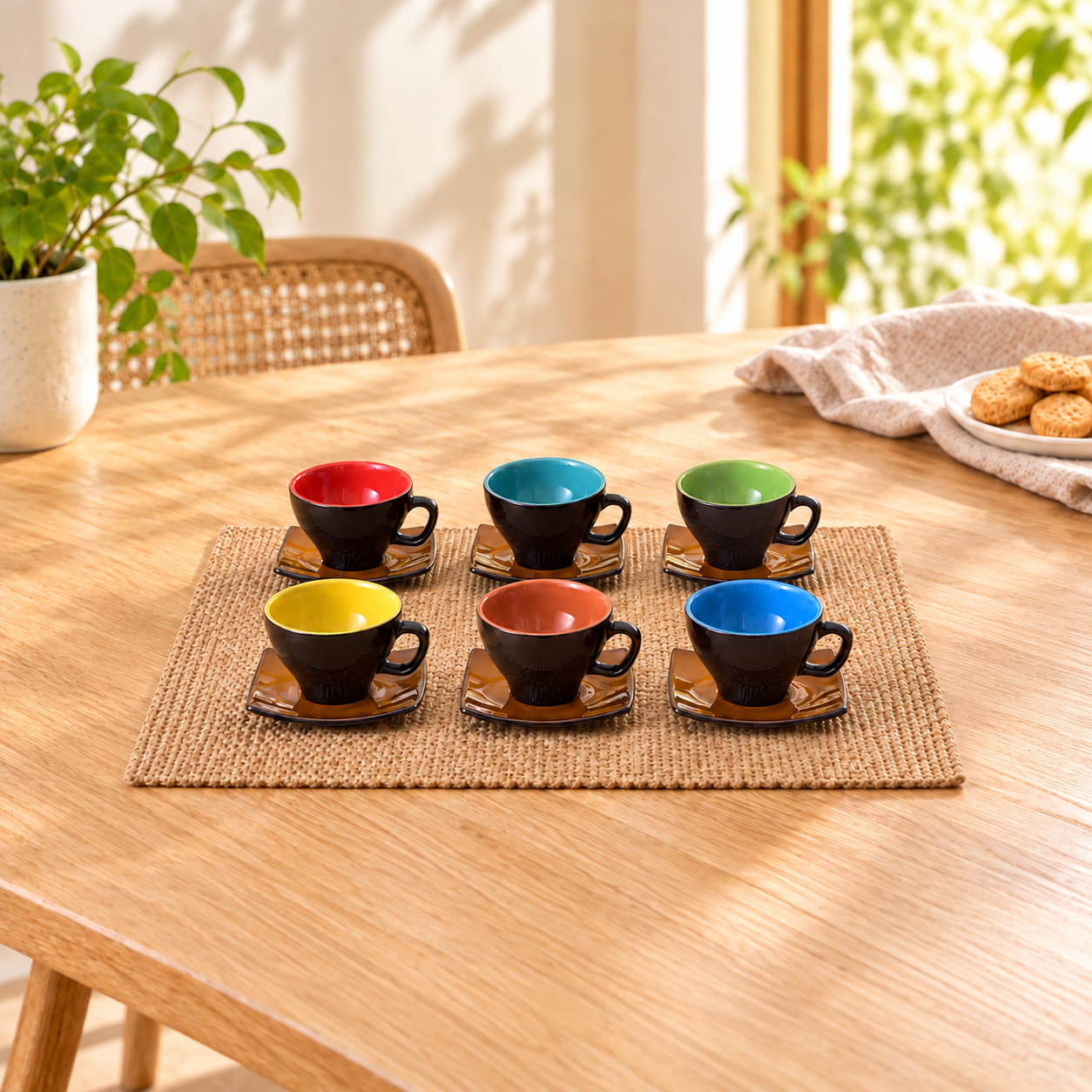 Kunhar Ceramic Tea Cups and Saucers (6 Cups 140 ML and 6 Saucers)