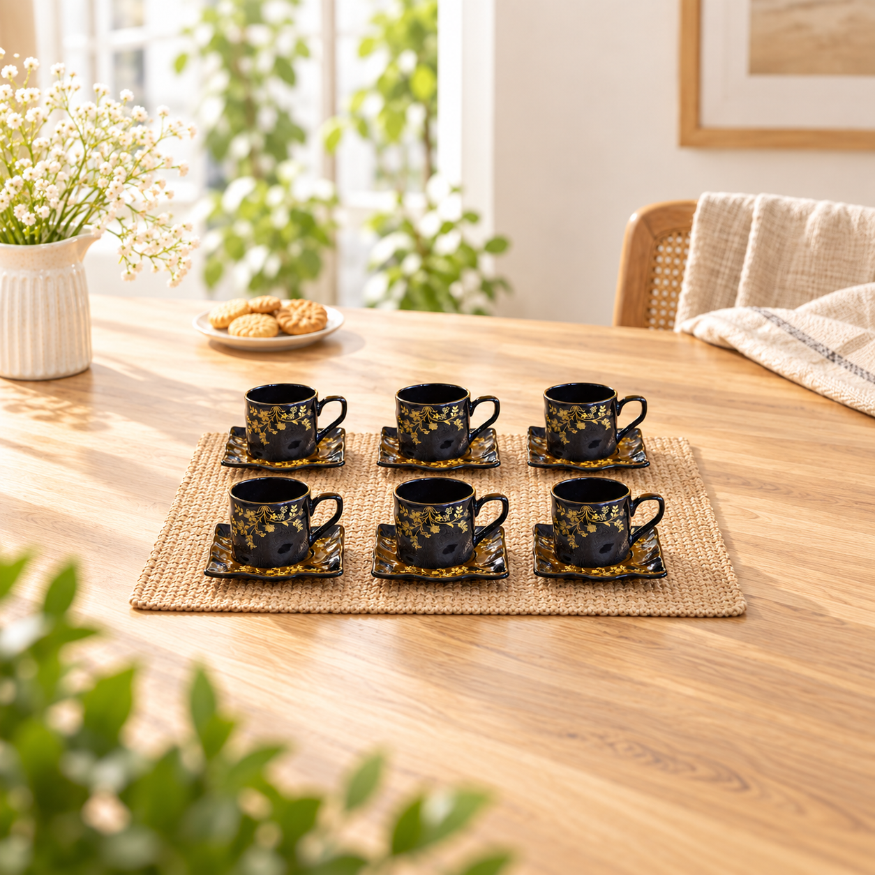 Kunhar Ceramic Tea Cups and Saucers (6 Cups 140 ML and 6 Saucers)