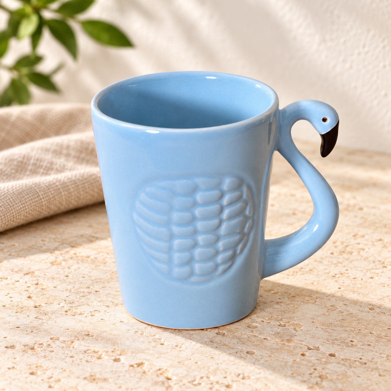 Kunhar Ceramic Milk Mugs, Coffee Mugs - 1 Piece, Light Grey Blue, 300ml