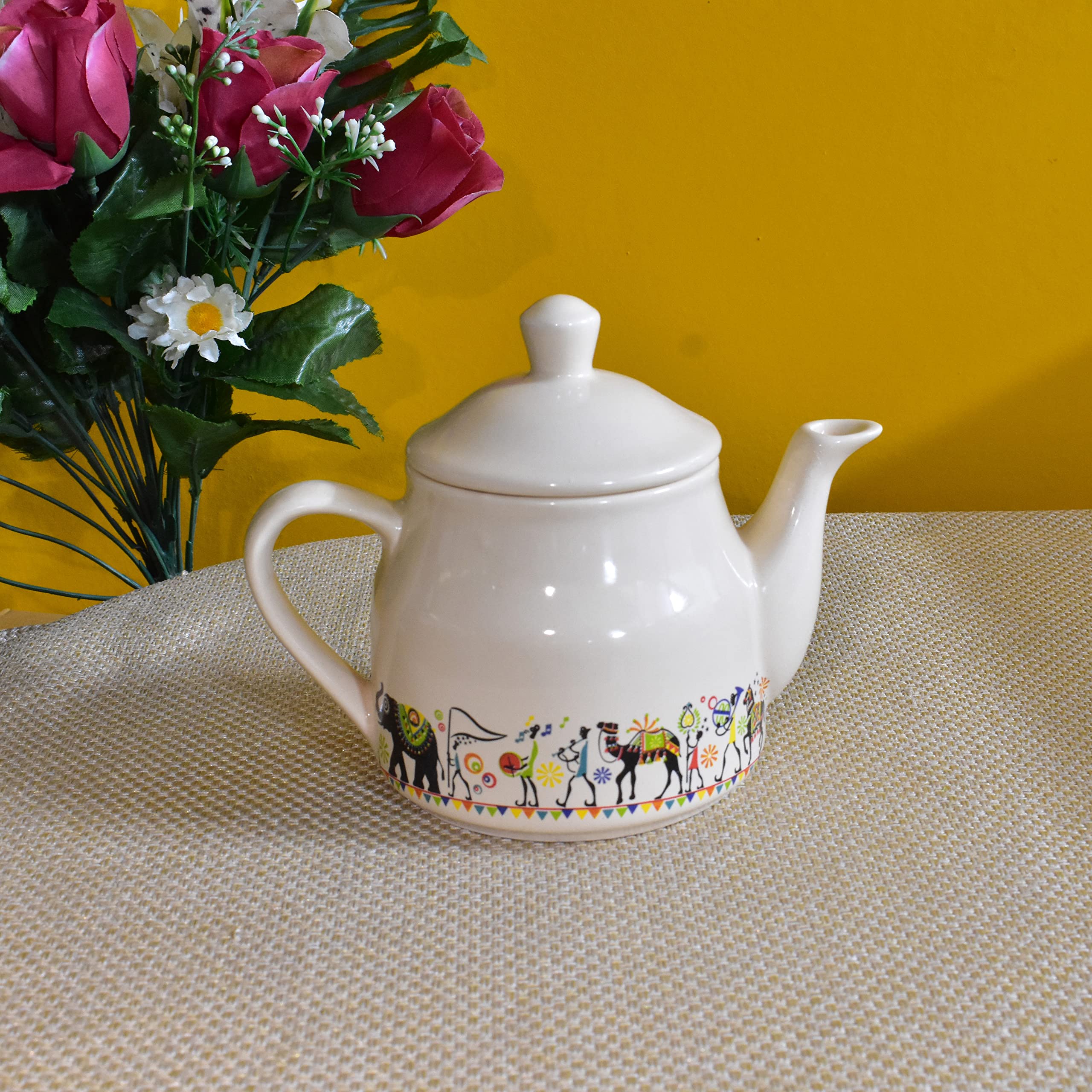 Kunhar Ceramic 6 Cups and 1 Kettle Tea Cup Set - Multicolor - Image 4