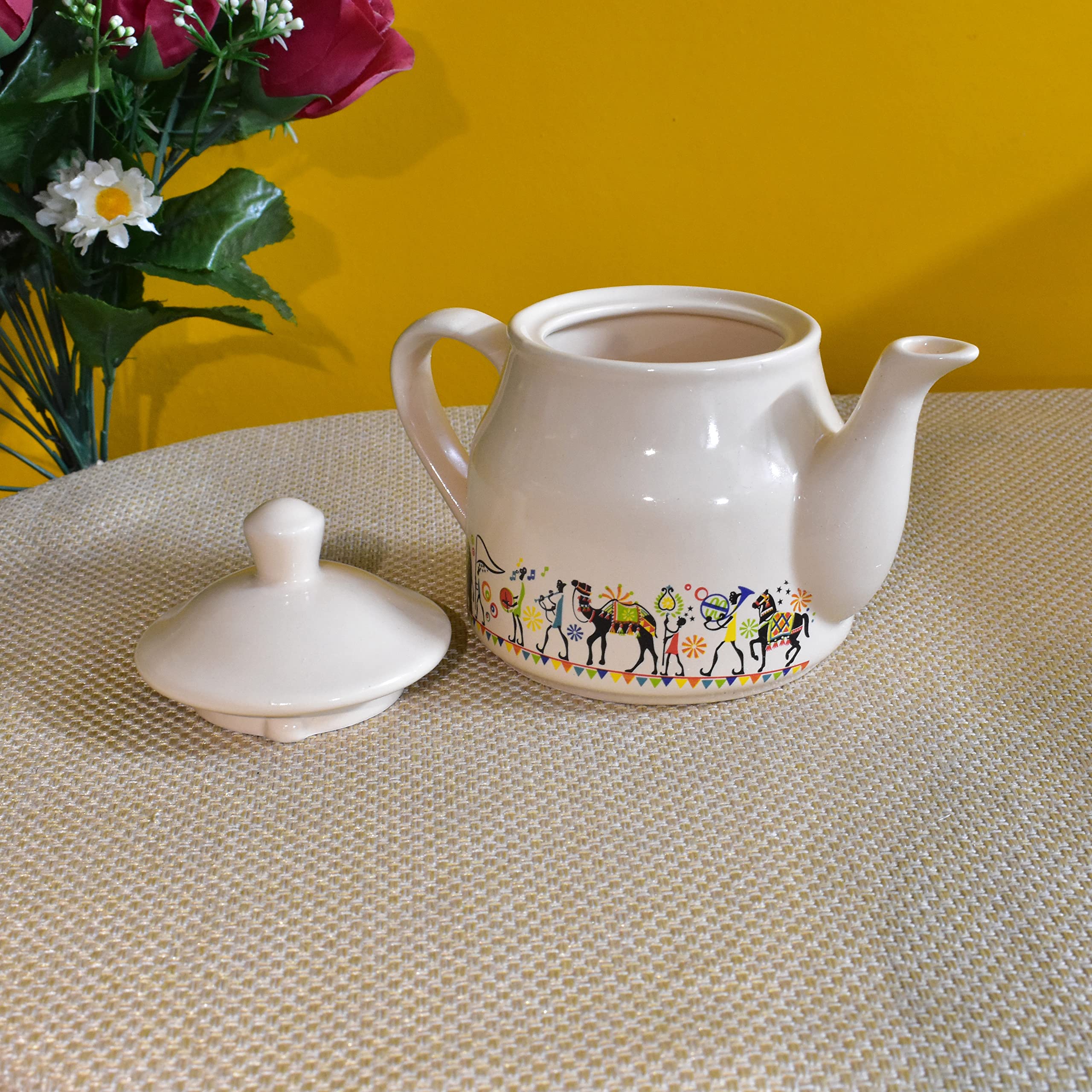 Kunhar Ceramic 6 Cups and 1 Kettle Tea Cup Set - Multicolor - Image 5