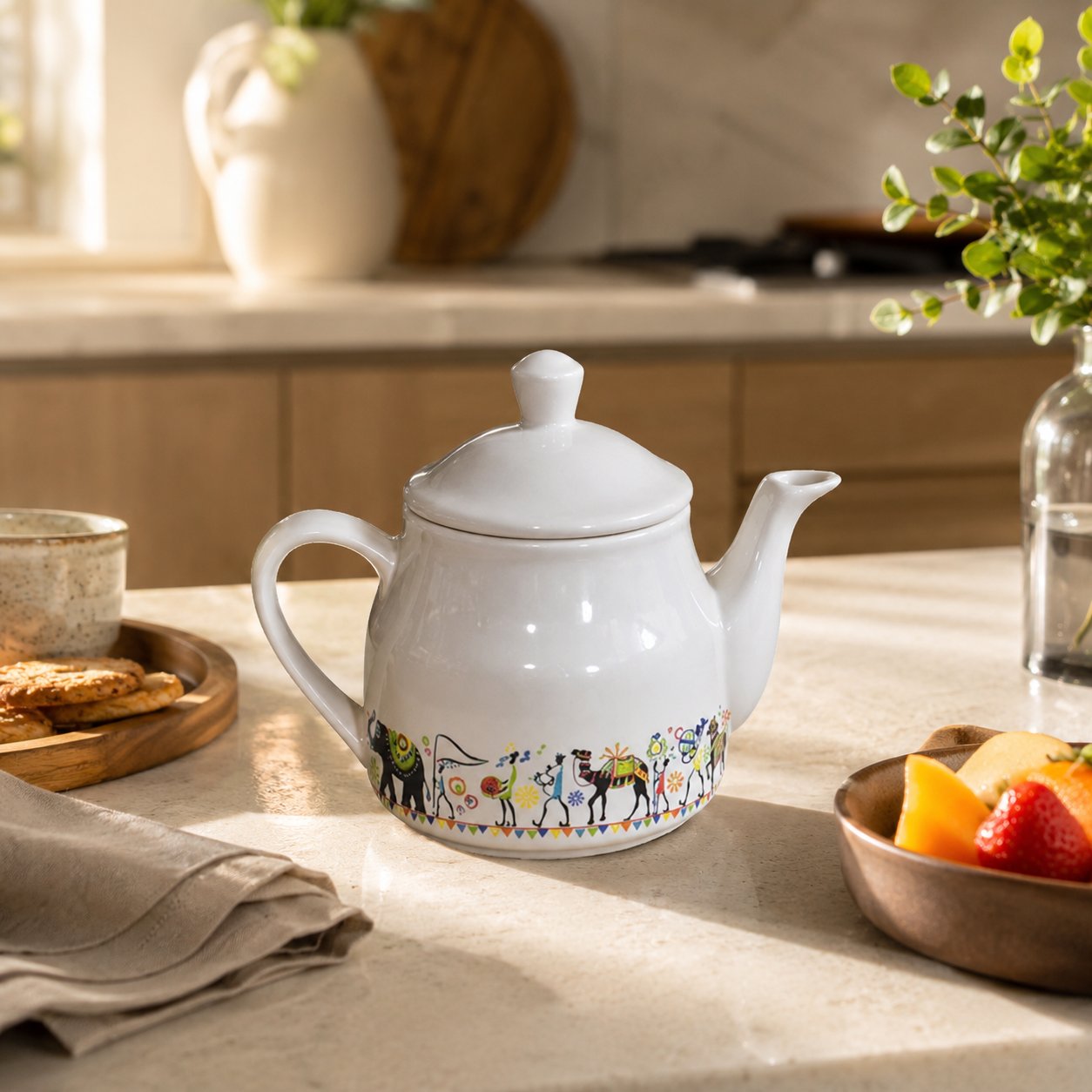 Kunhar Ceramic 6 Cups and 1 Kettle Tea Cup Set - Multicolor - Image 3