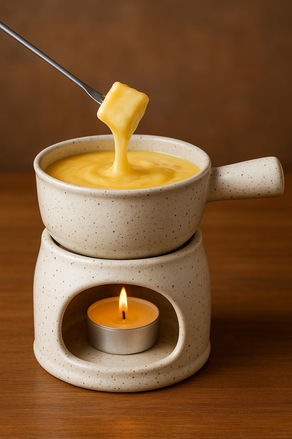 KunhaR Ceramic Fondue Set (1 Piece of Fondue Set, 2 Tea Light Candle), White Matt - Image 4