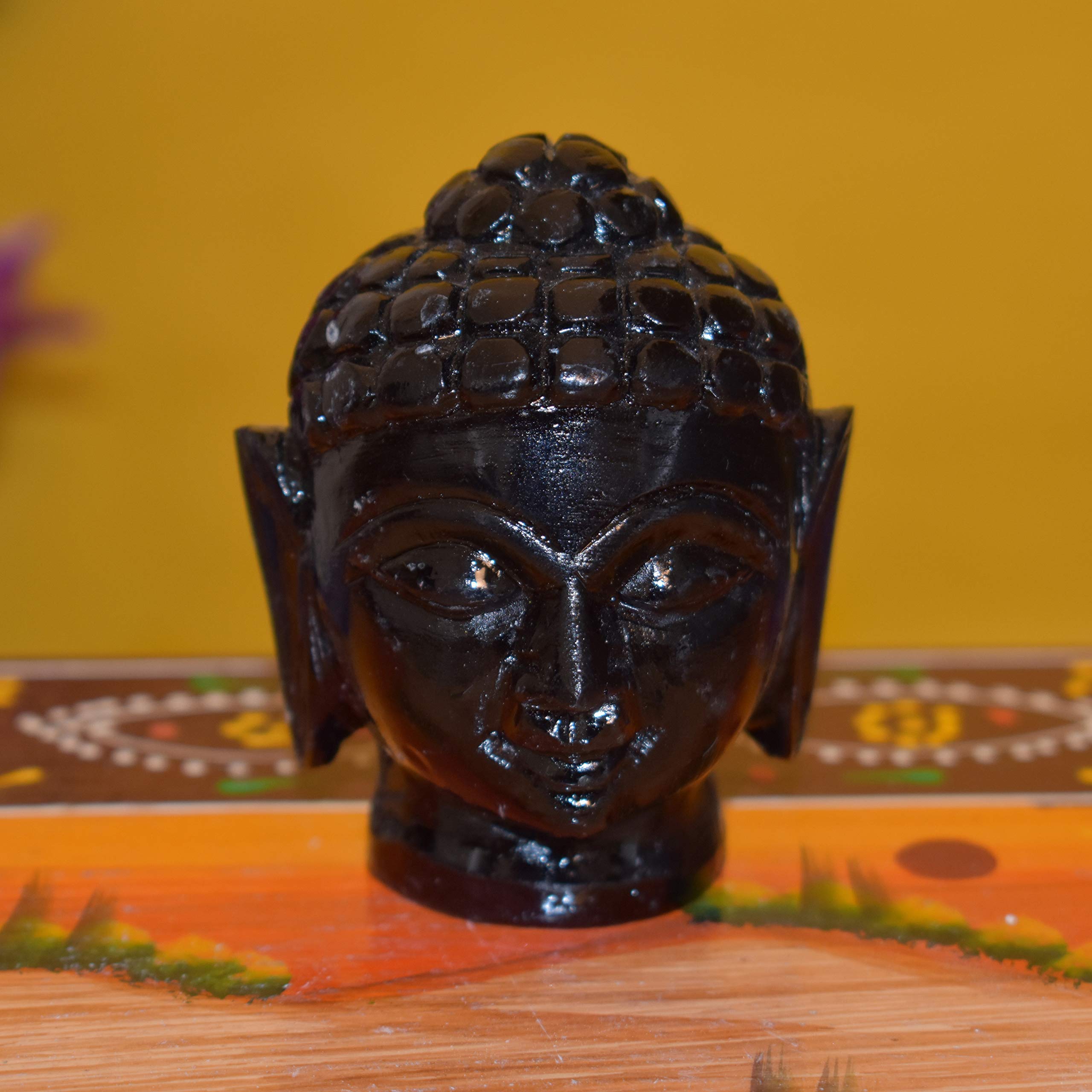 Kunhar Marble Buddha Head – 4 Inch (Black) - Image 2