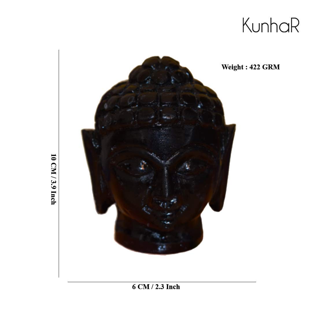 Kunhar Marble Buddha Head – 4 Inch (Black) - Image 3