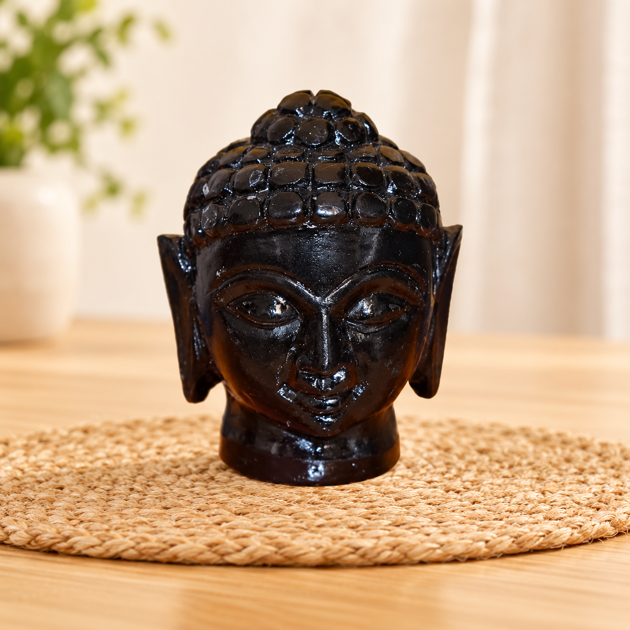 Kunhar Marble Buddha Head – 4 Inch (Black)