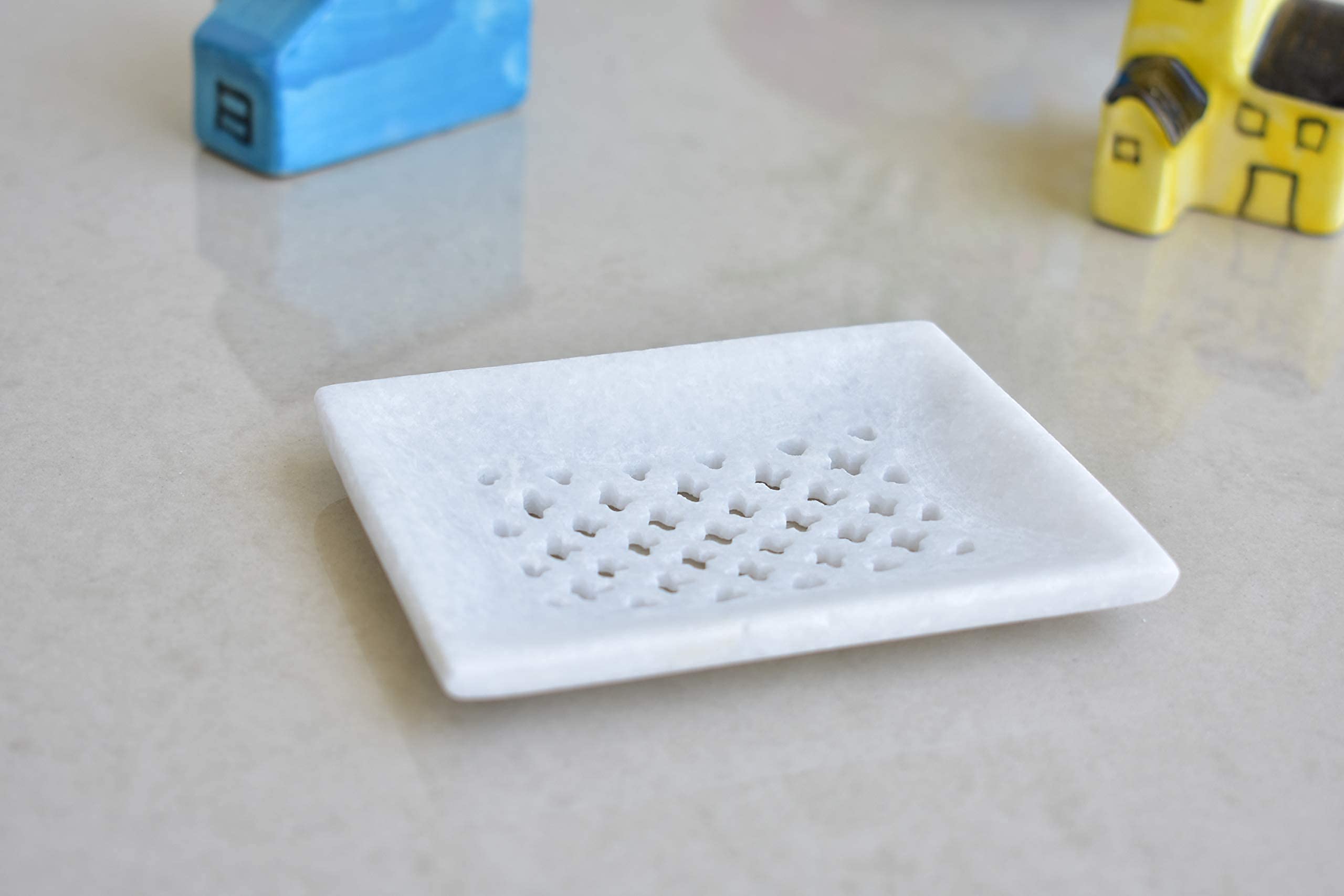 Kunhar Natural White Marble Soap Dish Holder – Set of 1 | Handcrafted Stone Soap Tray for Bathroom, Sink & Shower | Standard Size - Image 2