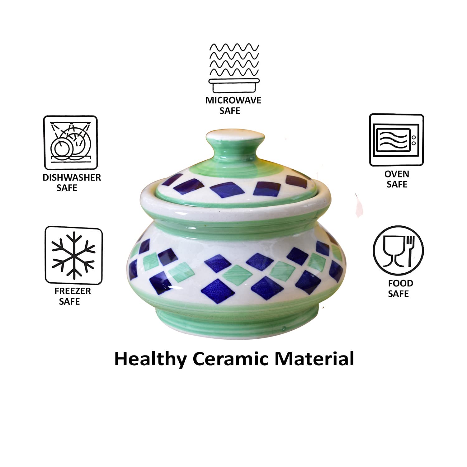 Kunhar Ceramic Handi 1200 Ml, Green - Image 5