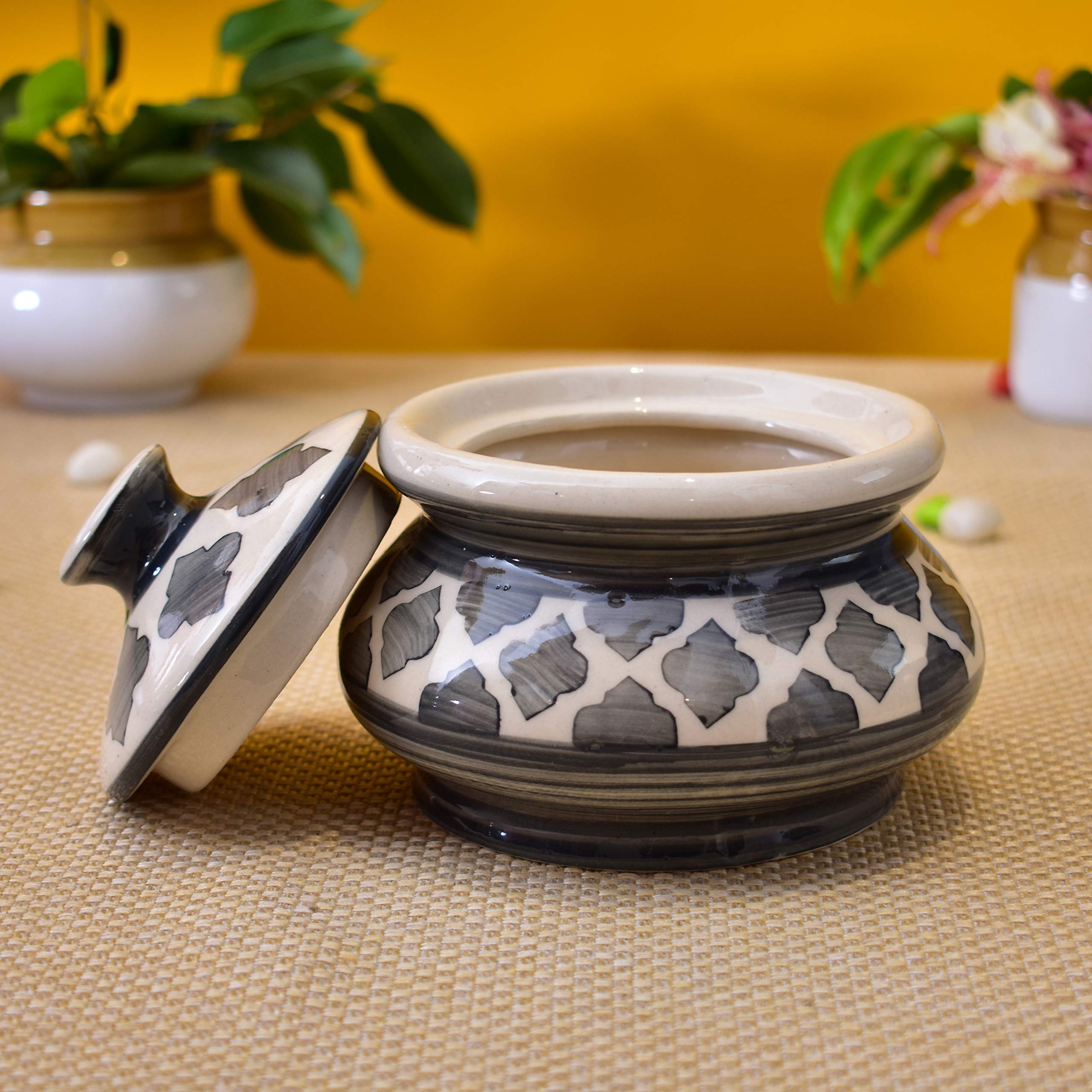 KunhaR Ceramic Handi 2 Liter, 1 Piece, Grey Chidi, (Size 1 No) - Image 3