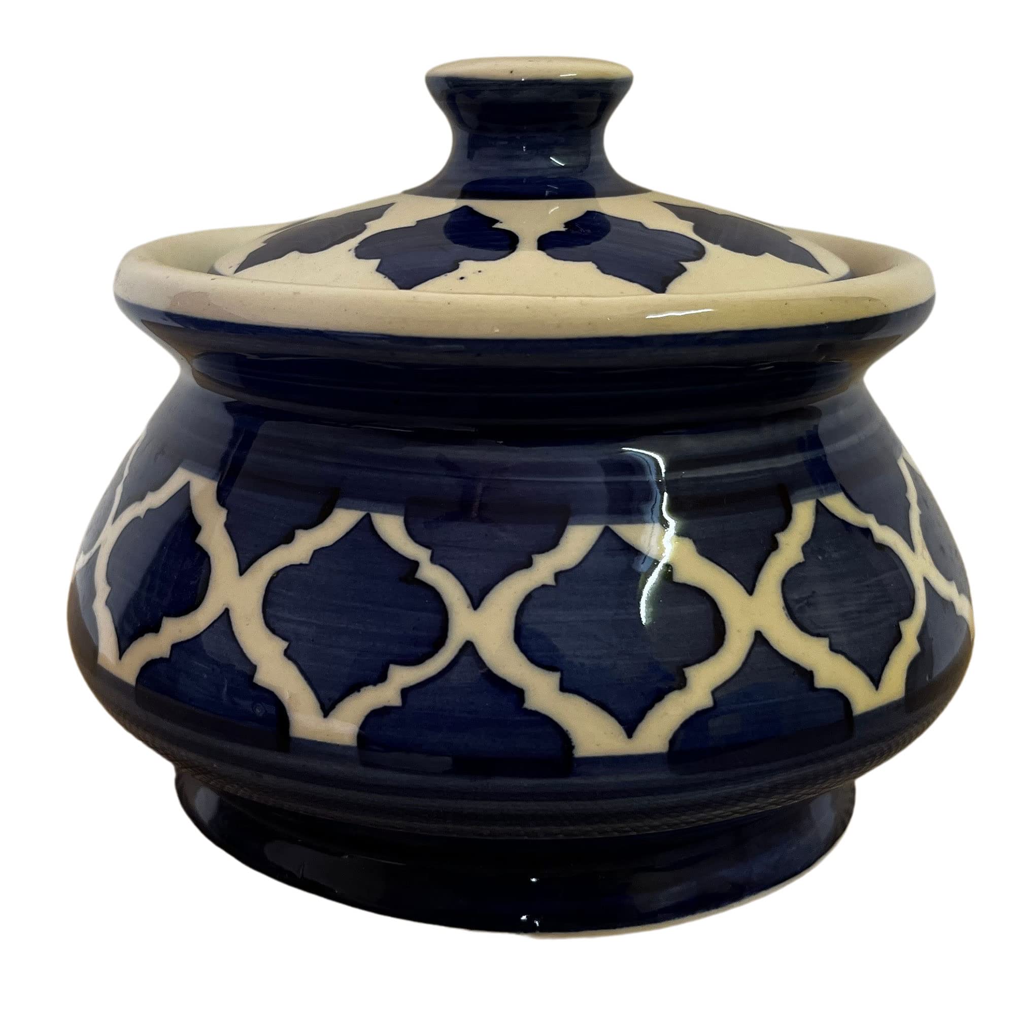 KunhaR Ceramic Handi 2 Liter, 1 Piece, Blue Chidi, (Size 1 No) - Image 3