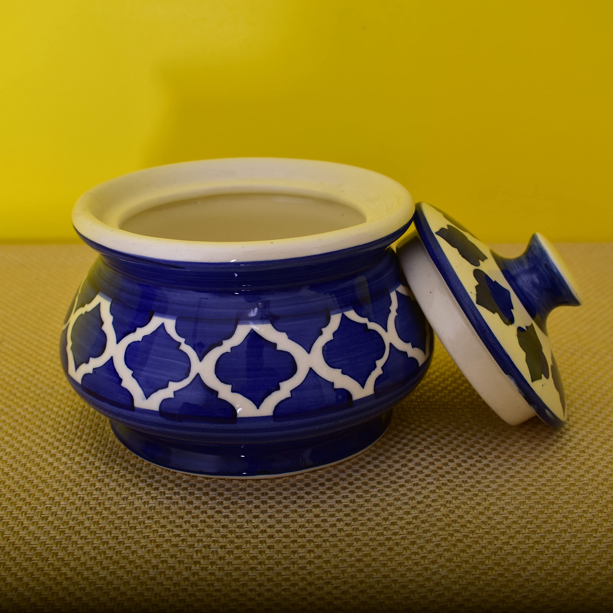 KunhaR Ceramic Handi 2 Liter, 1 Piece, Blue Chidi, (Size 1 No) - Image 4