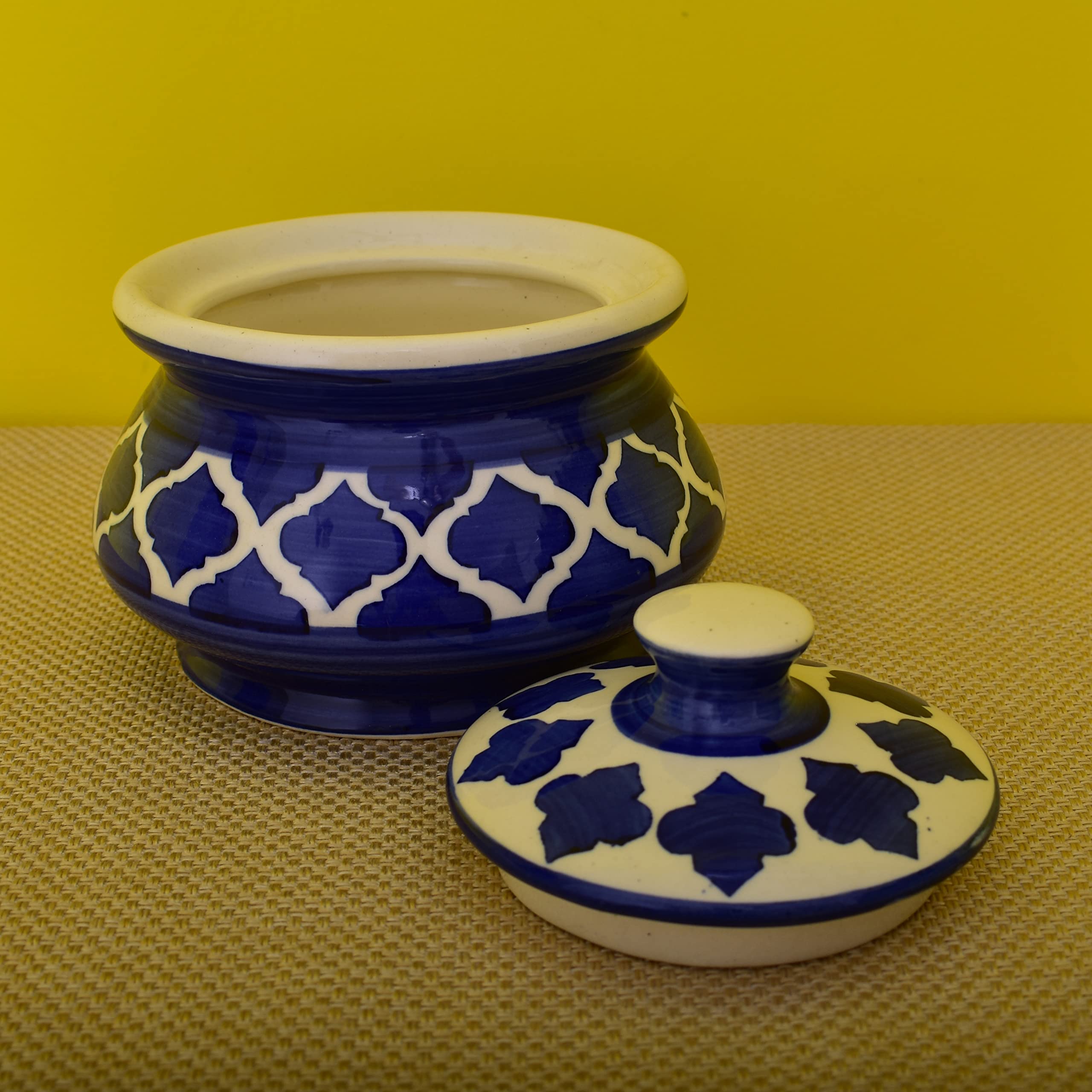 KunhaR Ceramic Handi 2 Liter, 1 Piece, Blue Chidi, (Size 1 No) - Image 5