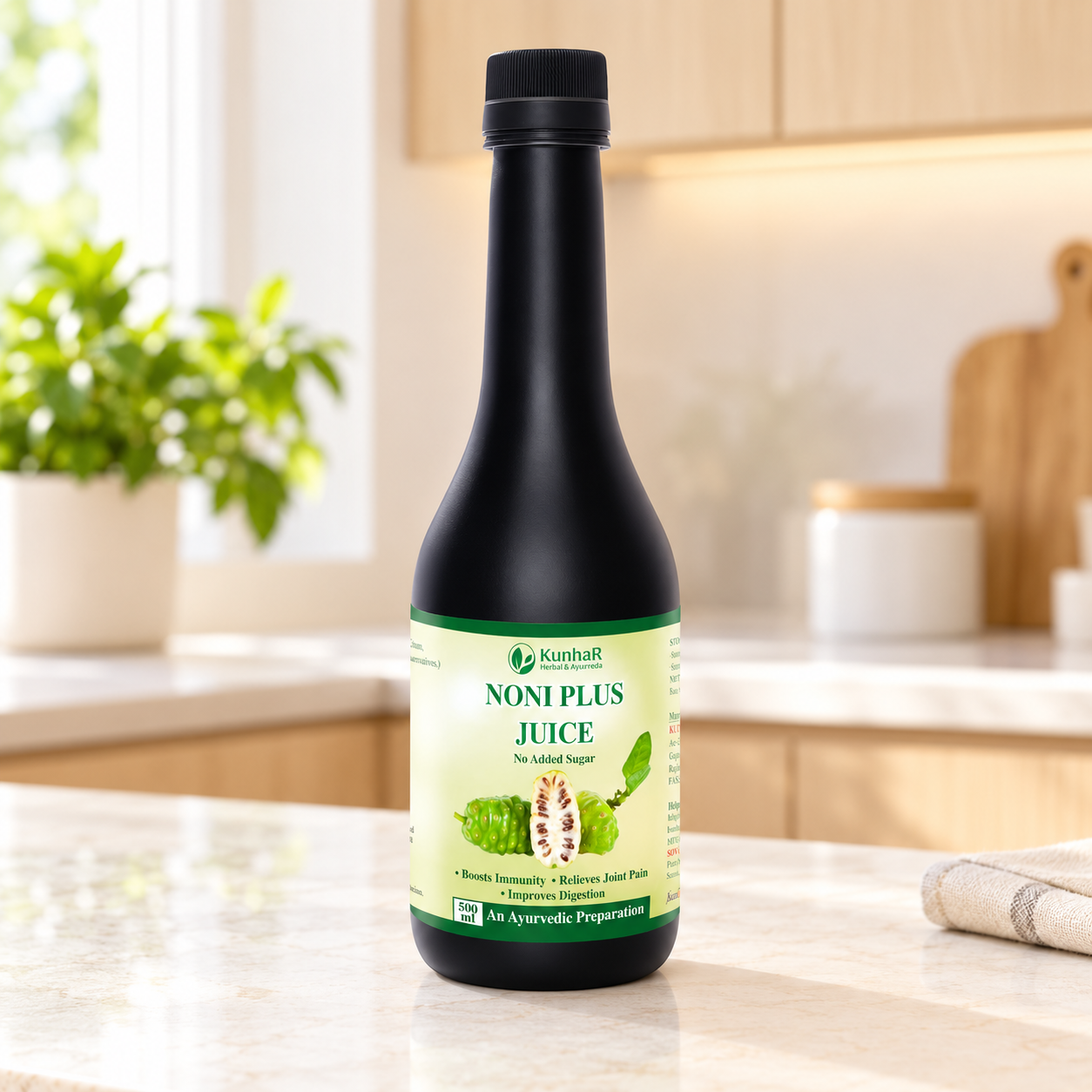 KunhaR Noni Plus Juice – 500ml | Herbal Health Tonic for Immunity, Digestion & Detox | Enriched with Natural Antioxidants | No Added Sugar (Pack of 1) - Image 3