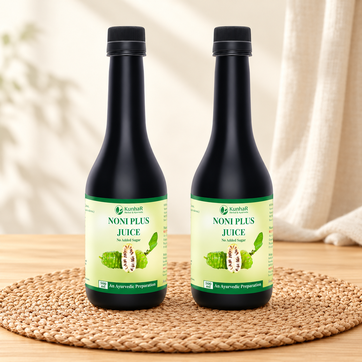 KunhaR Noni Plus Juice – 500ml | Herbal Health Tonic for Immunity, Digestion & Detox | Enriched with Natural Antioxidants | No Added Sugar (Pack of 2)