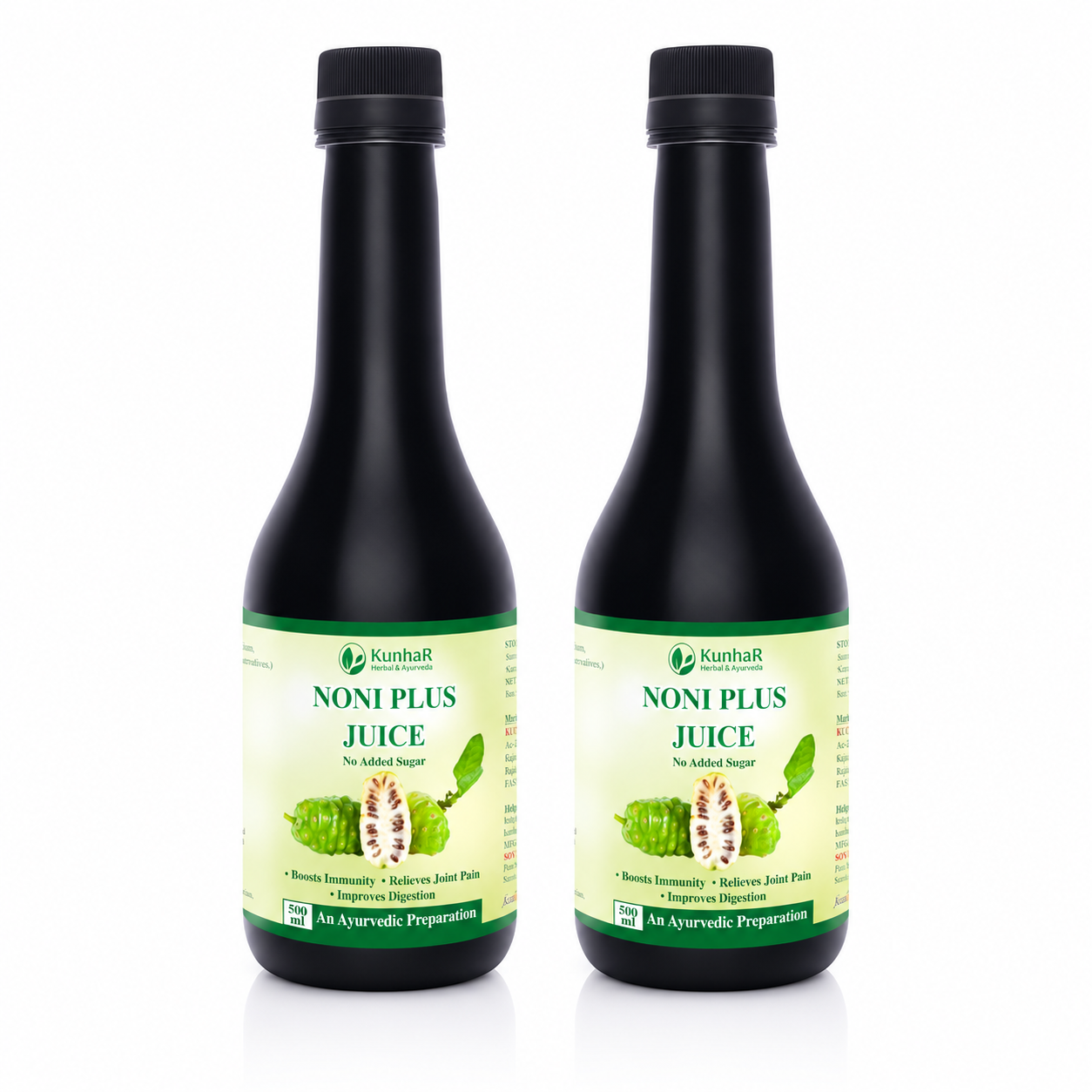 KunhaR Noni Plus Juice – 500ml | Herbal Health Tonic for Immunity, Digestion & Detox | Enriched with Natural Antioxidants | No Added Sugar (Pack of 2) - Image 6