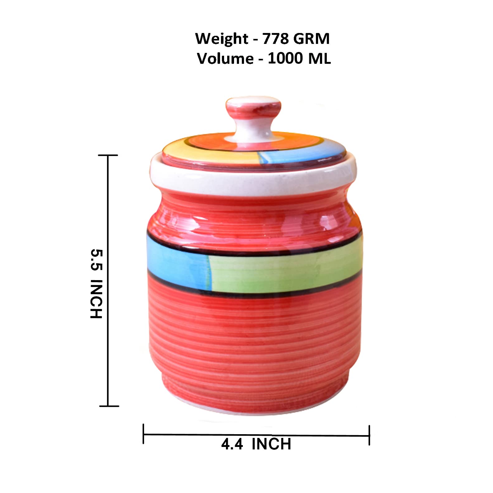 Kunhar Ceramic Jars (1000 ML) – Handcrafted Multipurpose Barni with Lid for Pickle, Chutney, Spices, Salt, Sugar – Kitchen Storage Containers, Red - Image 5