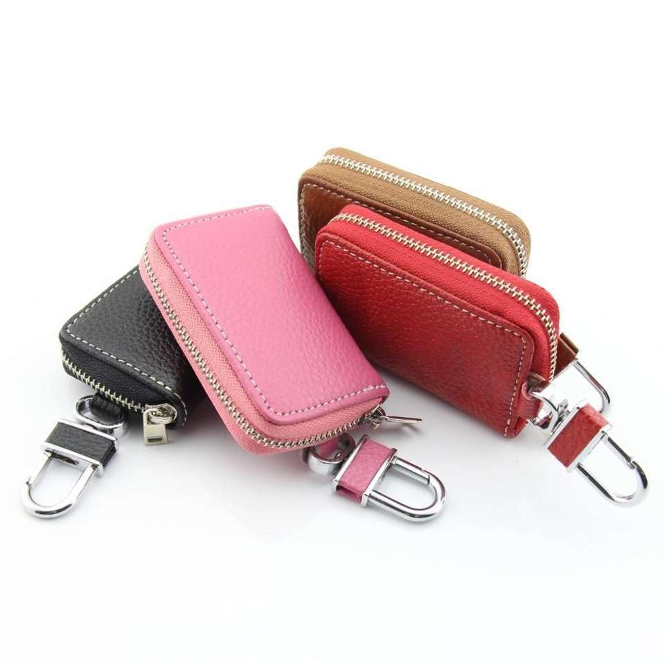 Kunhar Car Key Case, Universal PU Leather Key Fob Cover Case, Smart Car Key Holder Protection Bag with Holder Metal Hook and Keyring Zipper, 1 Piece, Brownish Red (C3) - Image 5