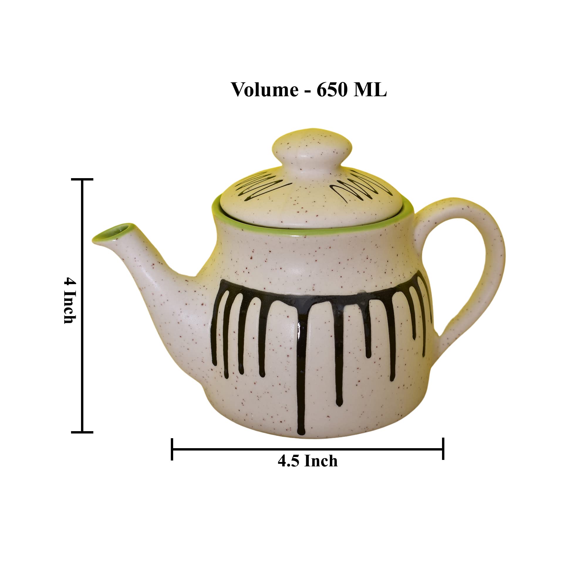 KunhaR Ceramic Teapot 650ML White Matt Green – Durable 1 Piece Tea Coffee Pot for Kitchen and Dining - Image 2