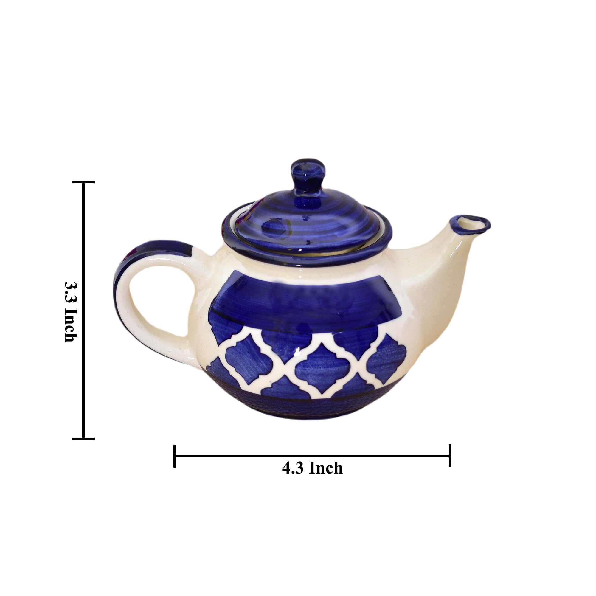 KunhaR Ceramic Teapot - 1 Piece, Blue Chidi, 400ml - Image 2