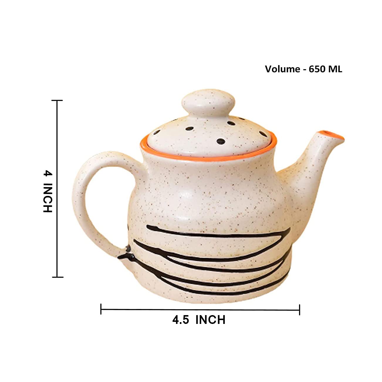 KunhaR Ceramic Teapot - 1 Piece, White, 650 ml — product view 2