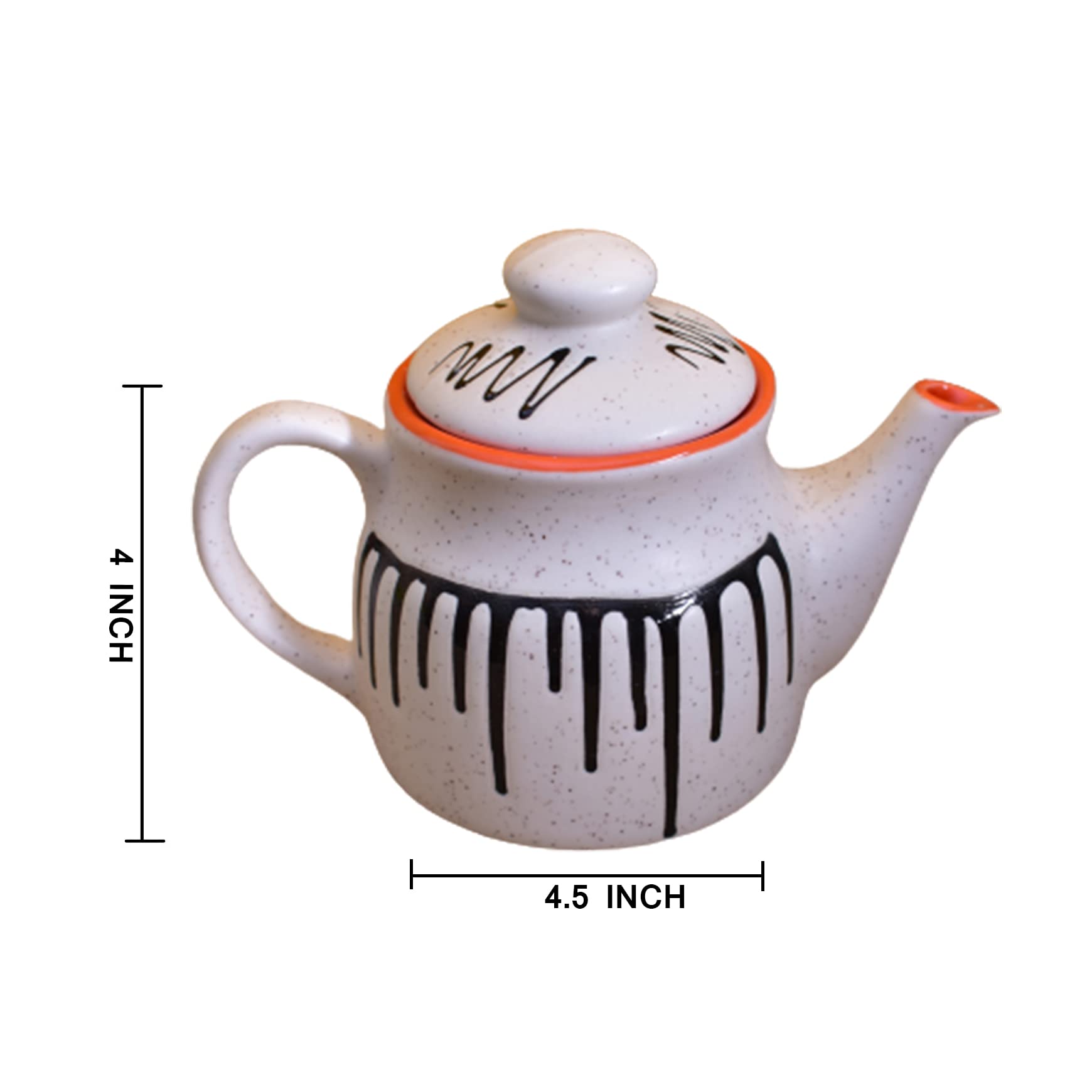 KunhaR Ceramic Teapot - 1 Piece, White-Red, 650 ml - Image 2