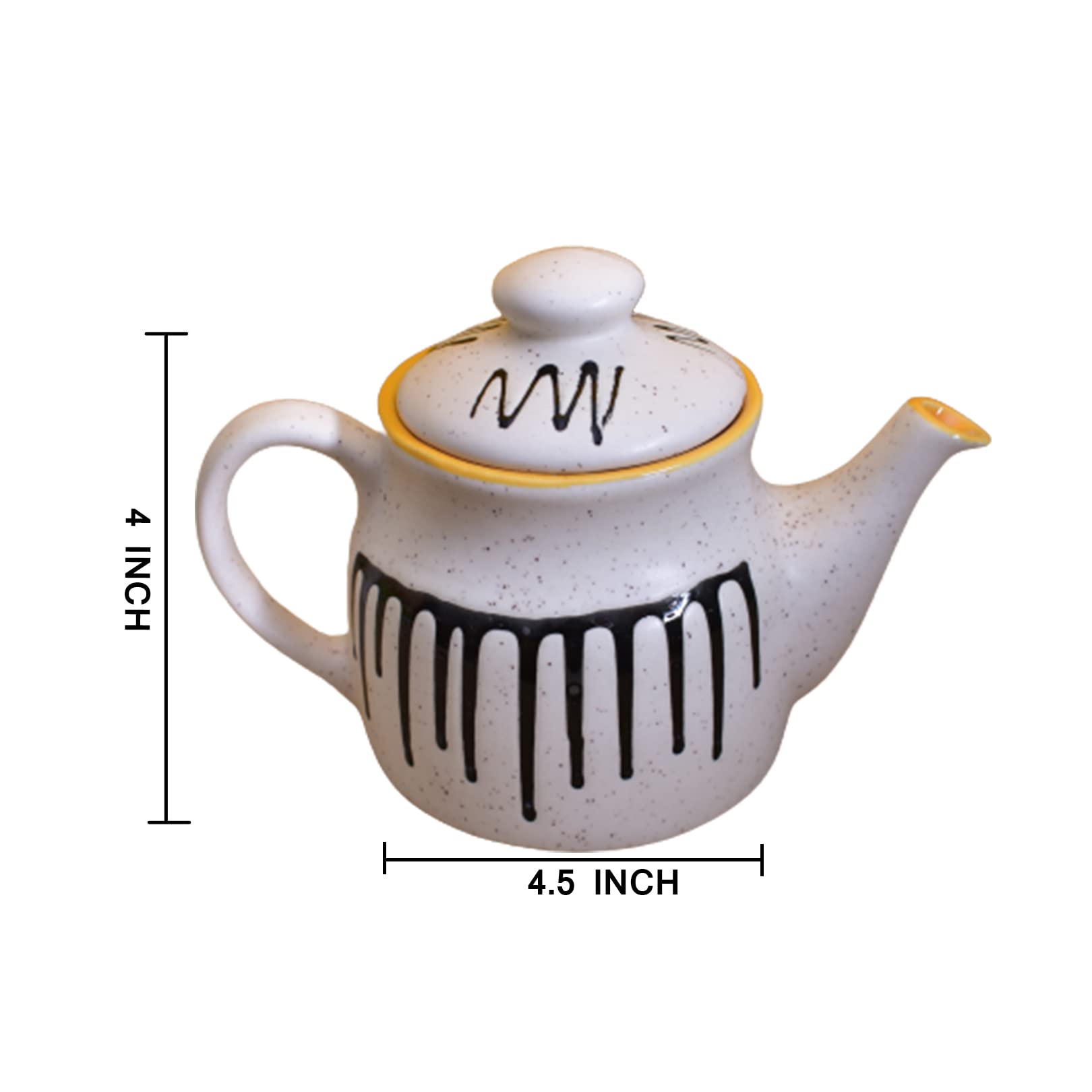 KunhaR Ceramic Teapot - 1 Piece, White-Yellow, 650 ml - Image 2