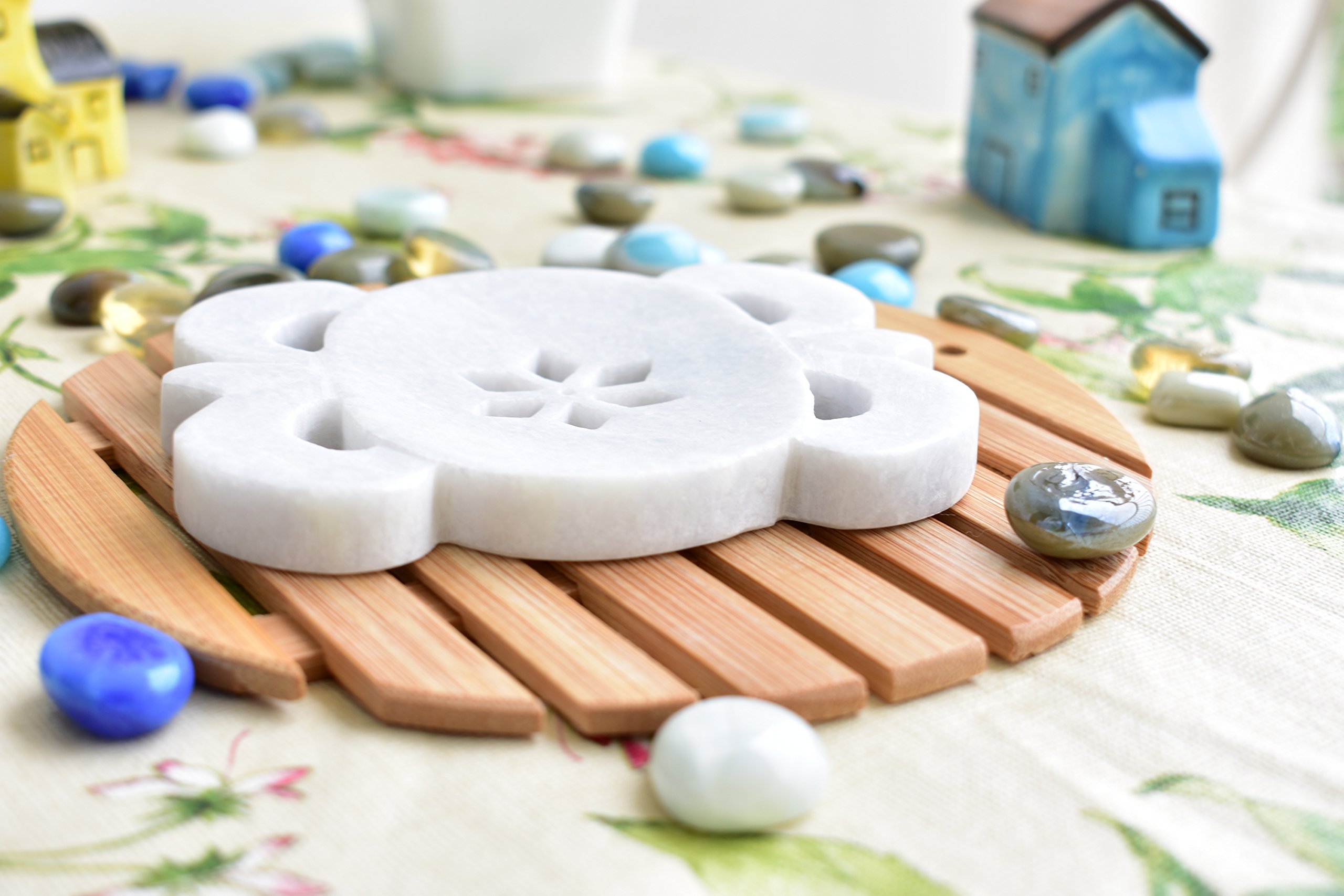 KunhaR Natural Marble Soap Dish Handmade Stone Holder for Bathroom, Tub & Sink - Image 2