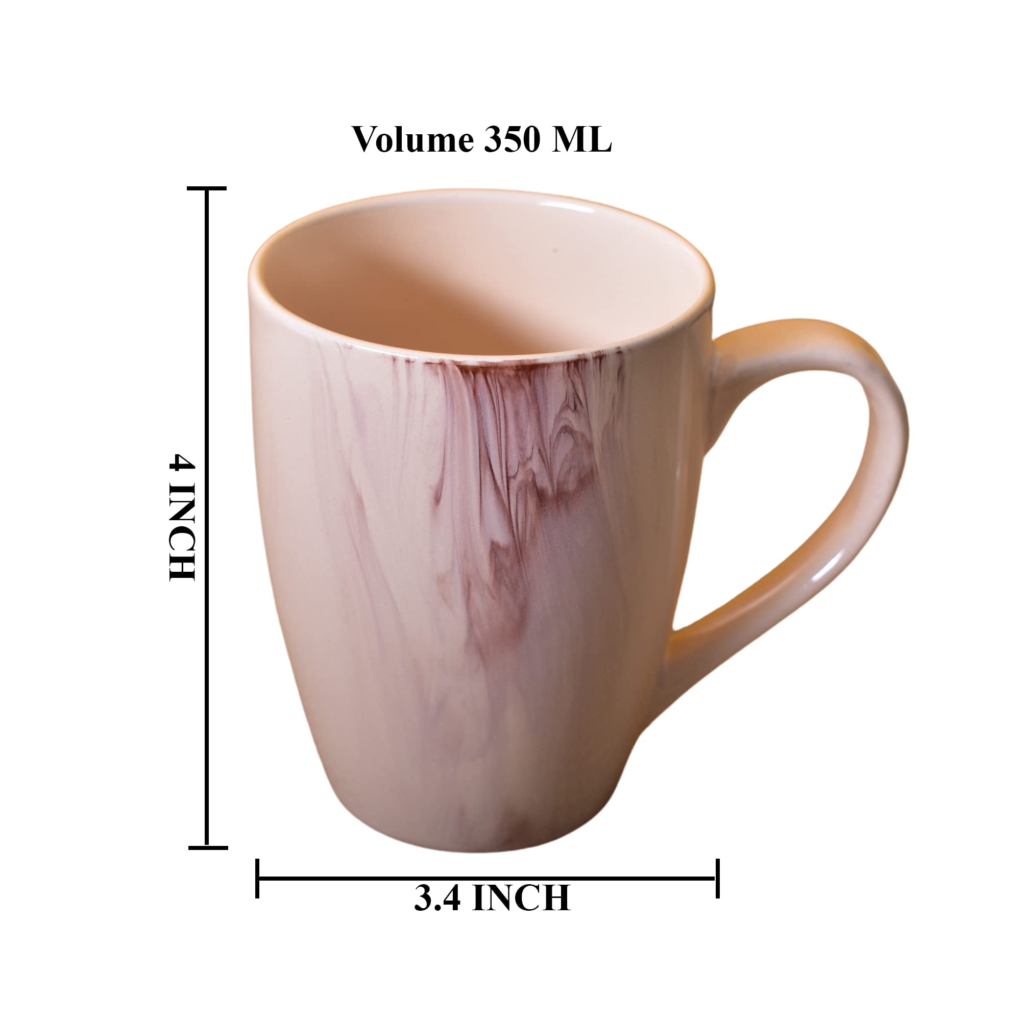 Kunhar Ceramic Milk Mug, Coffee Mug - 2 Pieces, Cold Turkey, 350ml