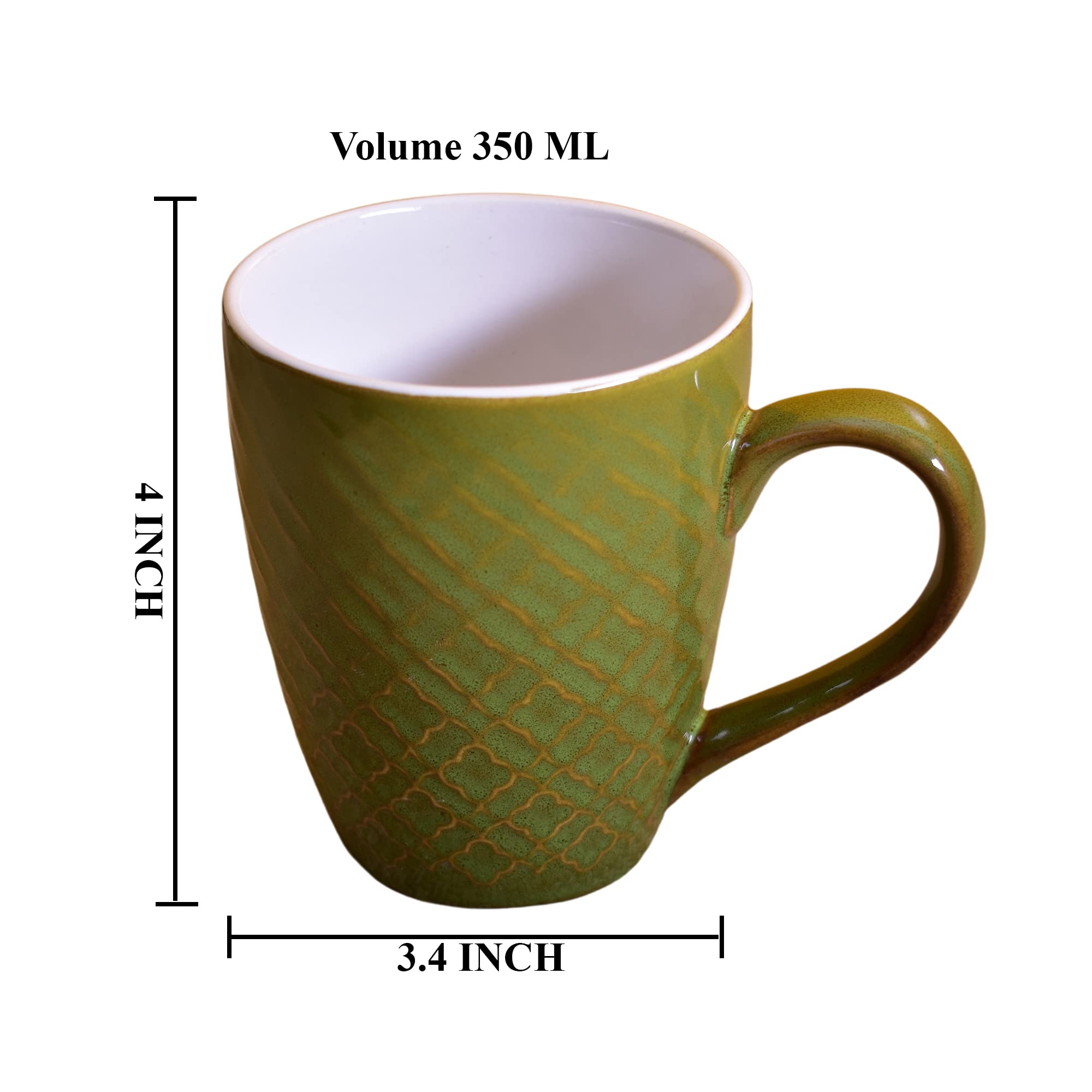 Kunhar Ceramic Milk Mug, Coffee Mug - 1 Piece, Muddy Green, 350ml - Image 2
