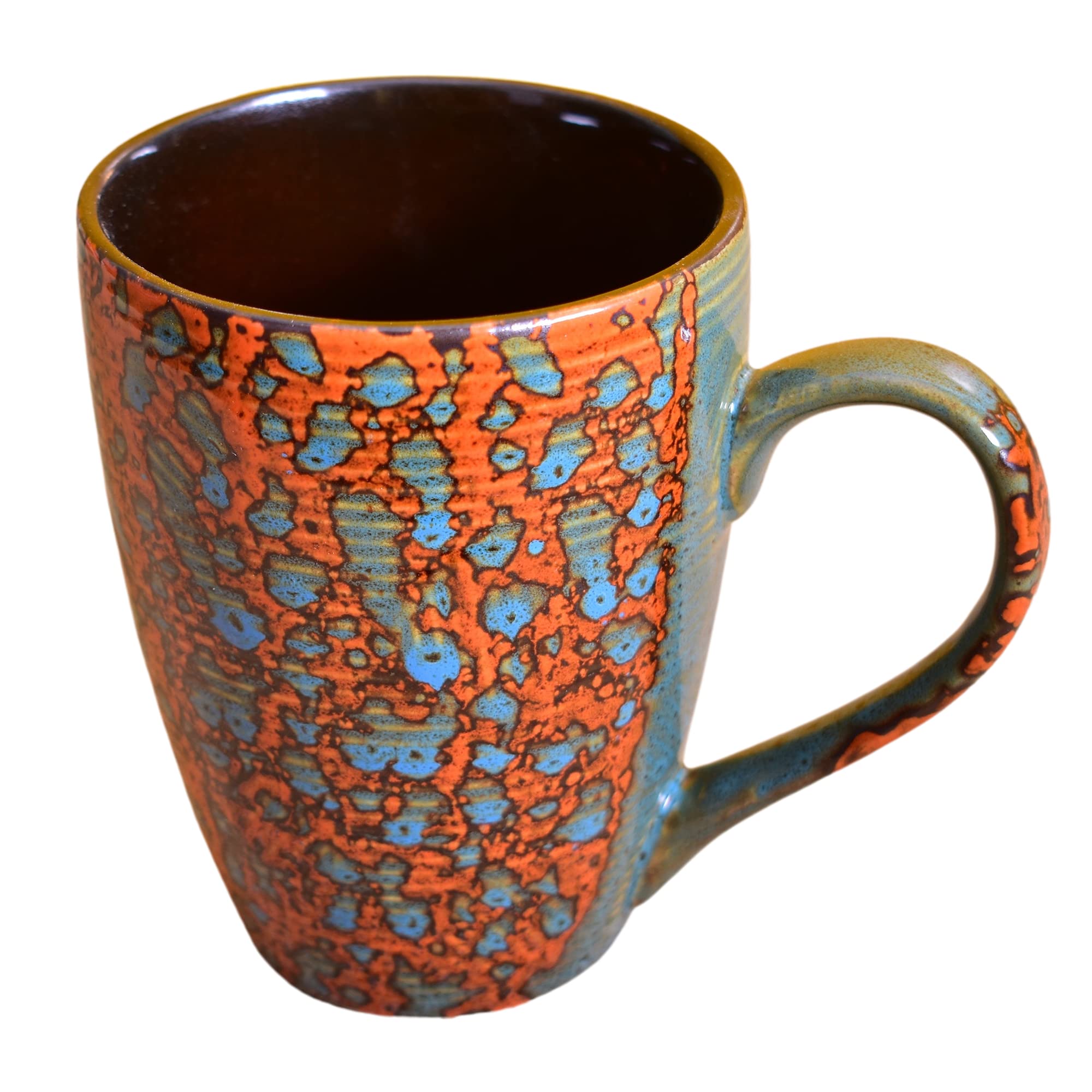 Kunhar Ceramic Milk Mug, Coffee Mug - 4 Pieces, Orange Blue, 350ml - Image 3