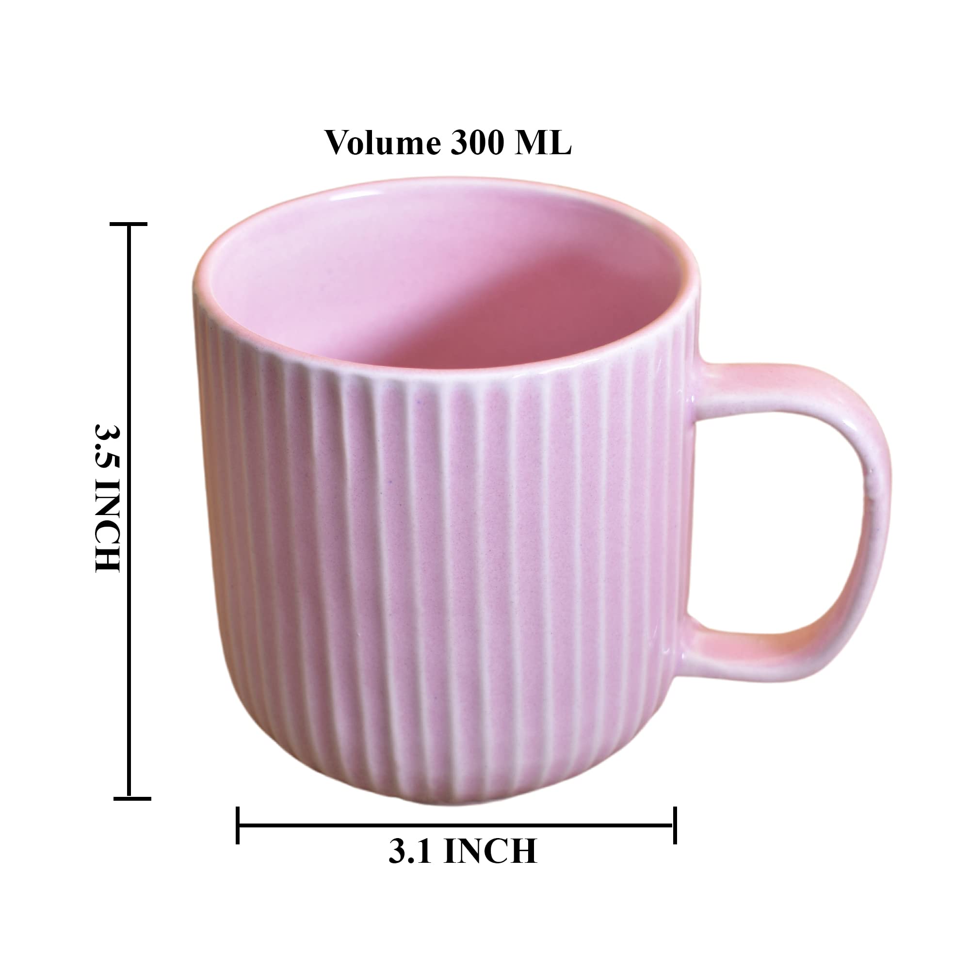 Kunhar Ceramic Milk Mug, Coffee Mug - 6 Pieces, Cavern Pink, 300 ml - Image 2