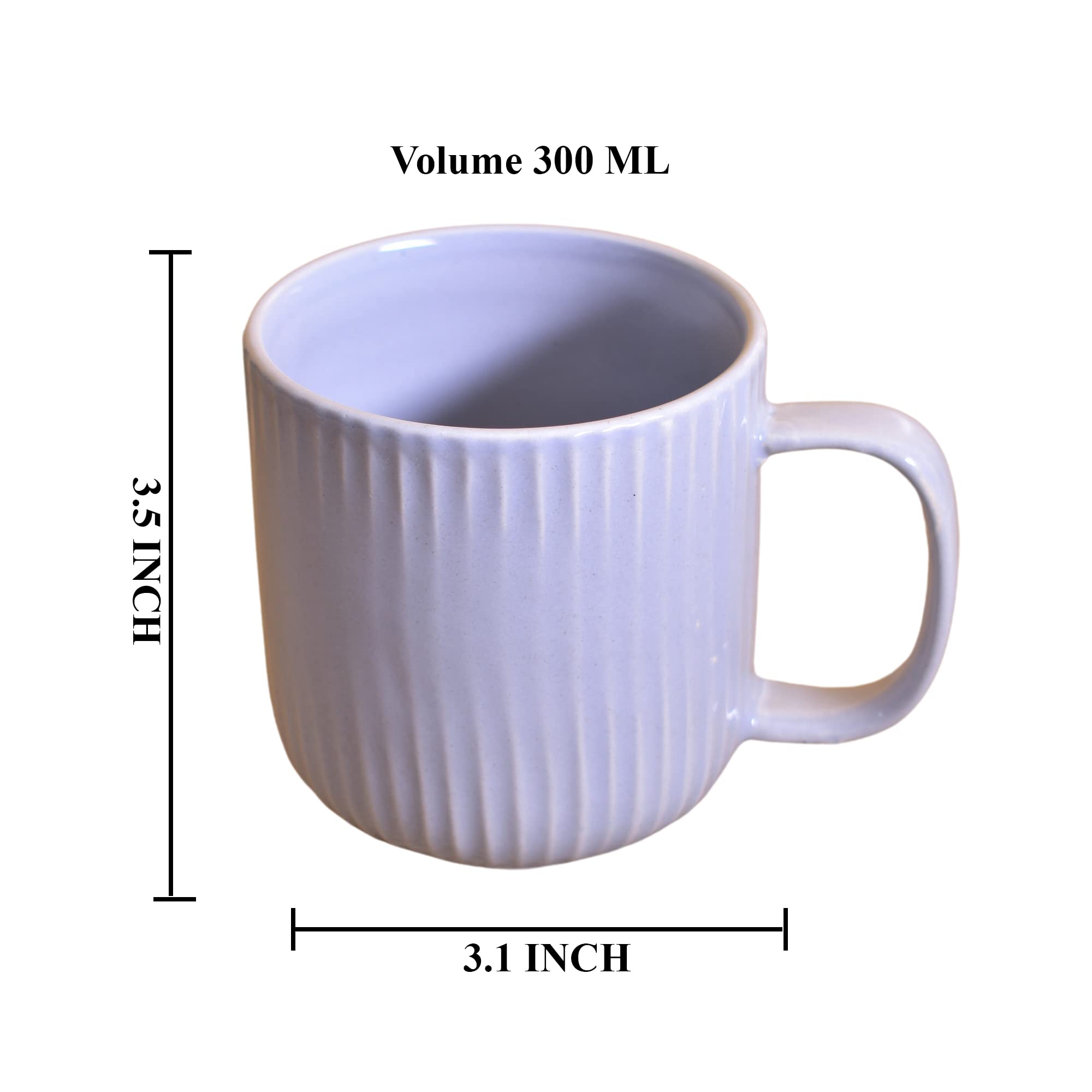 Kunhar Ceramic Milk Mug, Coffee Mug - 6 Pieces, Blue Haze, 300 ml - Image 2