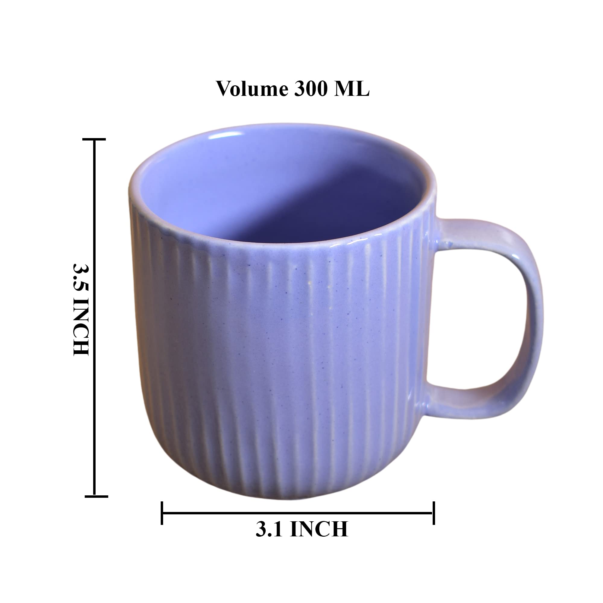 Kunhar Ceramic Milk Mug, Coffee Mug - 6 Pieces, Light Steel Blue, 300 ml - Image 2