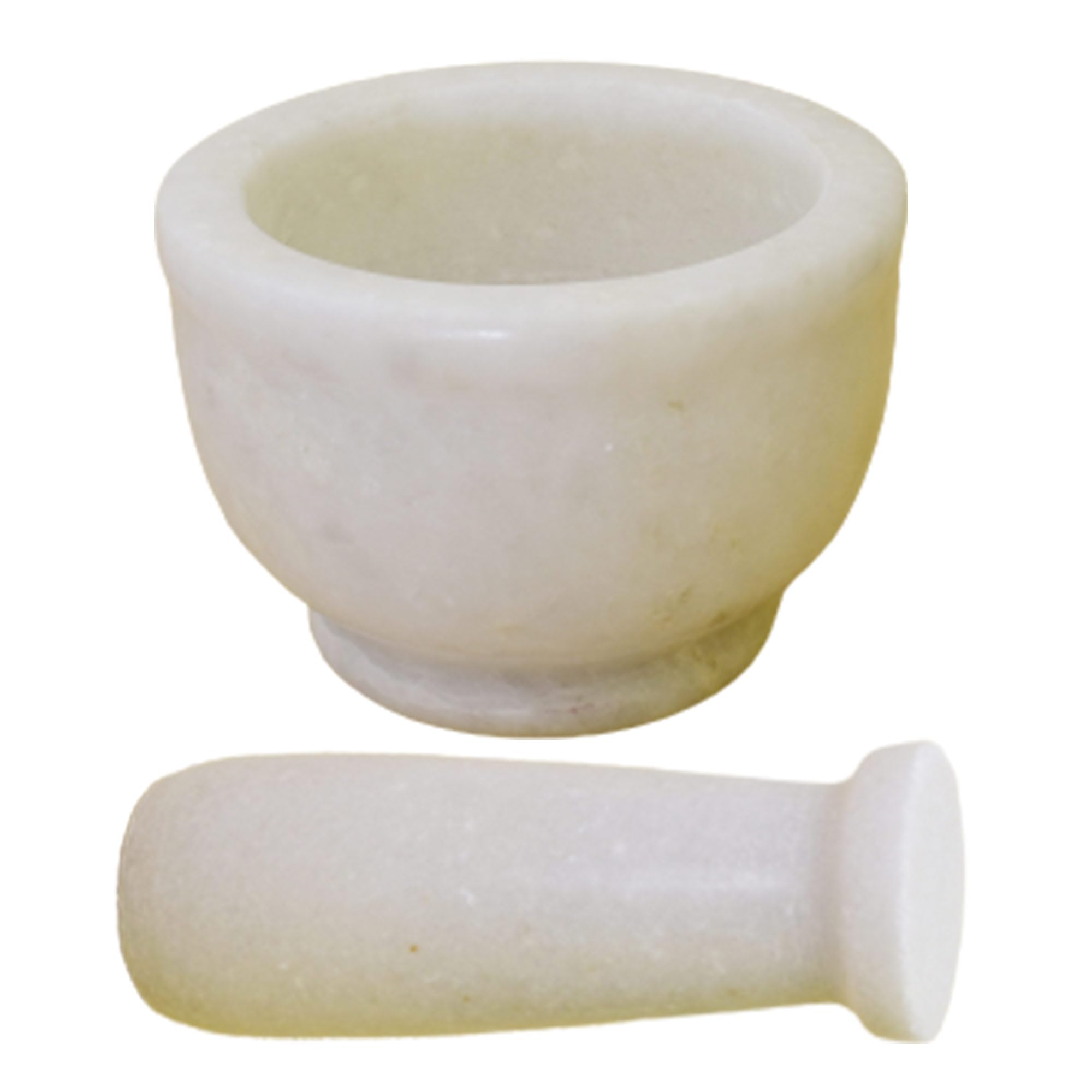 KunhaR Natural White Marble Mortar and Pestle Set, Imam Dasta, Ohkli Musal, Kharal - 3 x 2 Inches, White, (Half Polish) - Image 6
