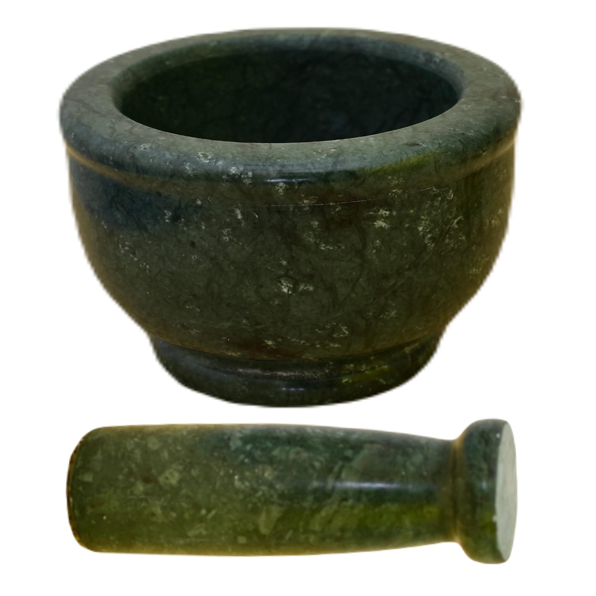 Kunhar Natural Green Marble Mortar Pestle Set Imam Dasta Ohkli Musal Kharal 4 x 2.5 Inches Green Half Polish Kitchen Grinding Tool - Image 4