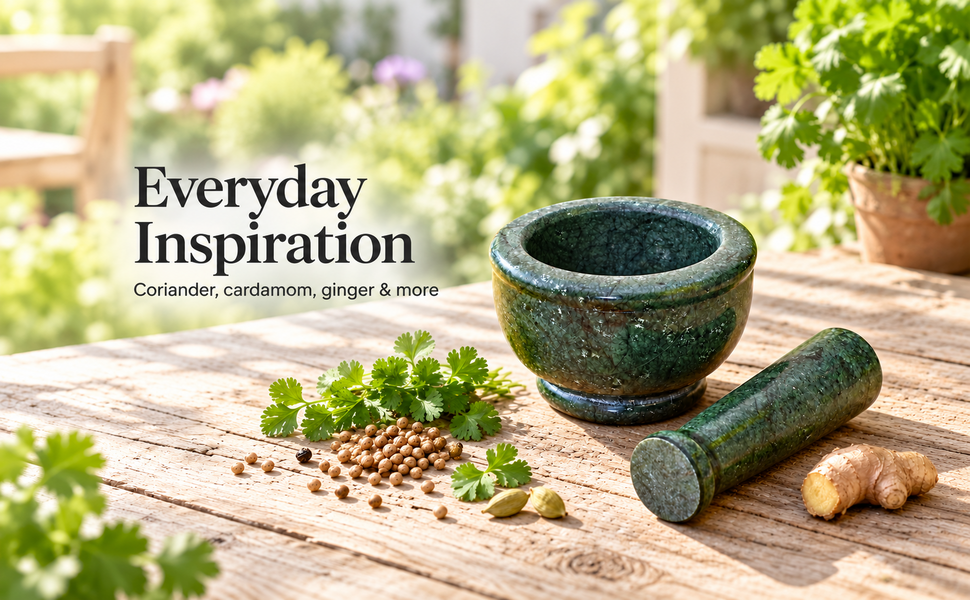 Kunhar Natural Green Marble Mortar Pestle Set Imam Dasta Ohkli Musal Kharal 4 x 2.5 Inches Green Half Polish Kitchen Grinding Tool – visual story 5