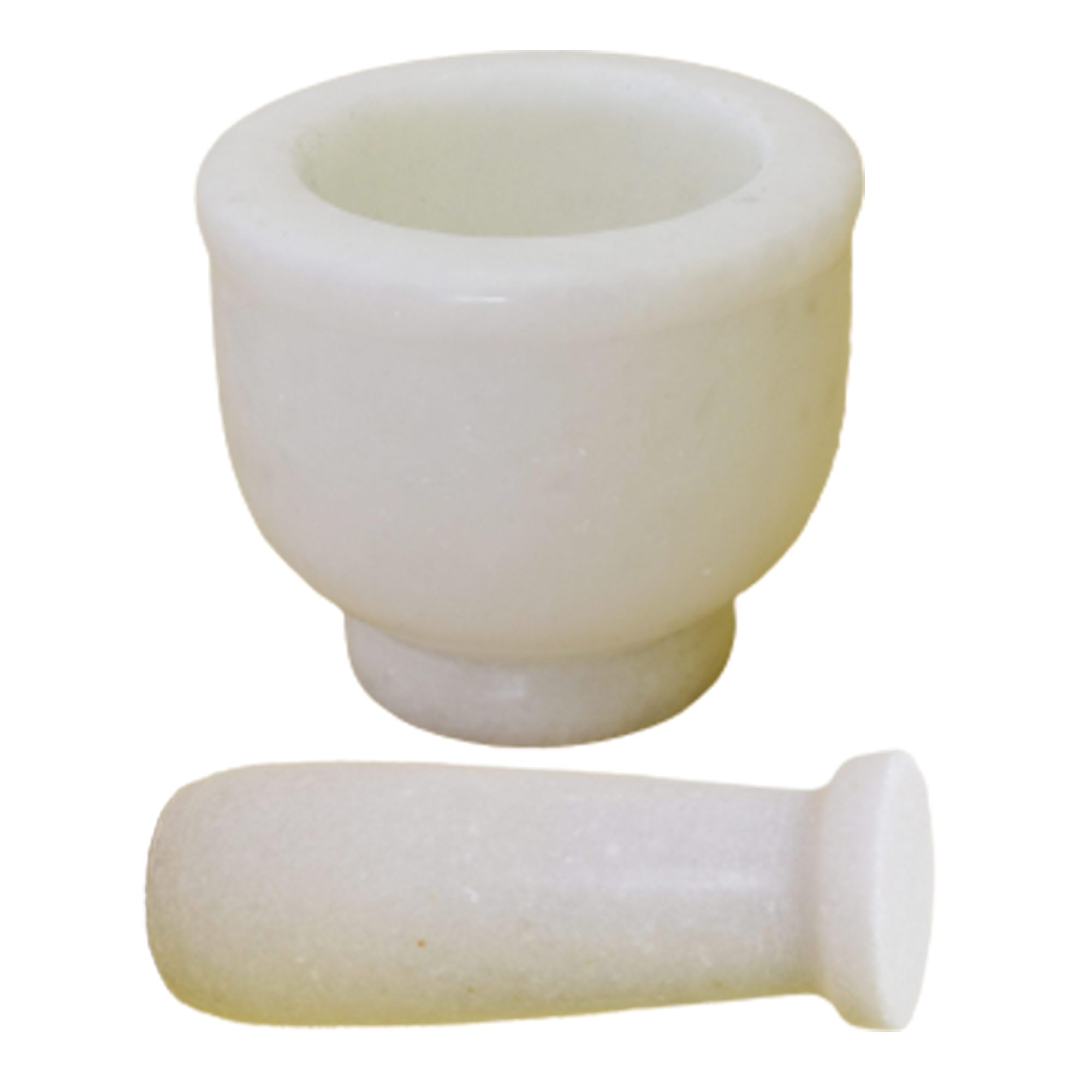 KunhaR Natural White Marble Mortar and Pestle Set, Imam Dasta, Ohkli Musal, Kharal - 3 x 2.5 Inches, White, (Half Polish) - Image 4