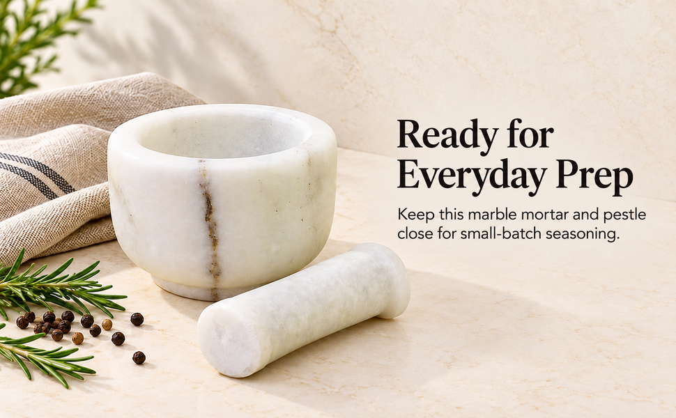 KunhaR Natural White Marble Mortar and Pestle Set, Imam Dasta, Ohkli Musal, Kharal - 4 x 2.5 Inches, White, (Half Polish) – visual story 6