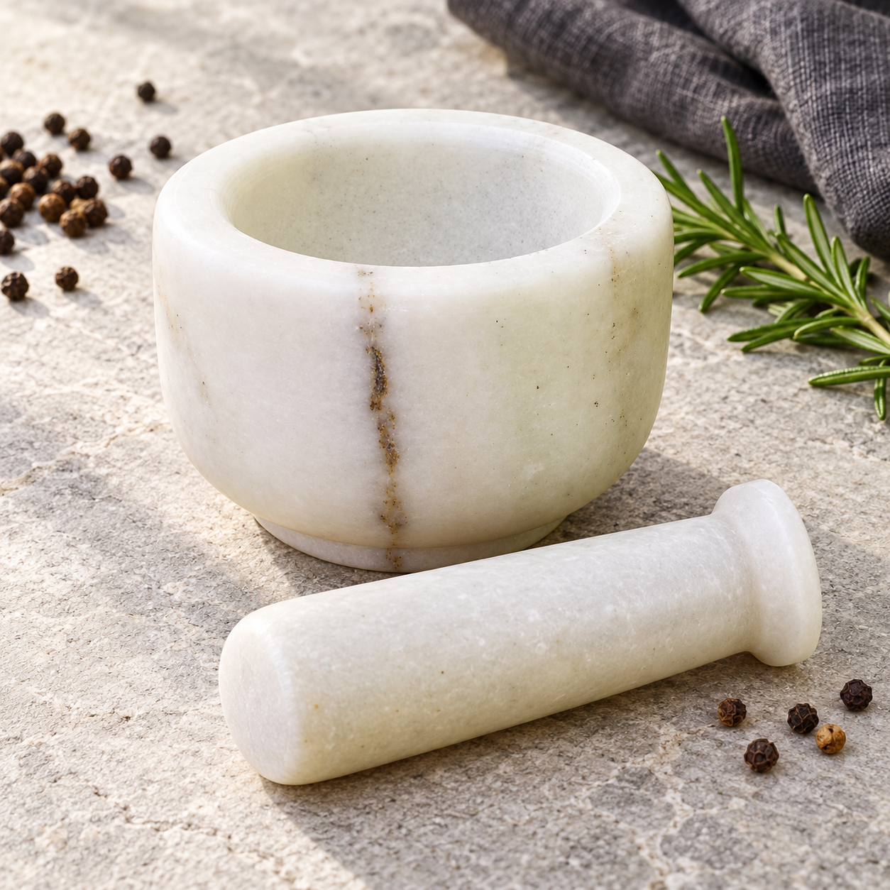 KunhaR Natural White Marble Mortar and Pestle Set, Imam Dasta, Ohkli Musal, Kharal - 4 x 2.5 Inches, White, (Half Polish) - Image 5