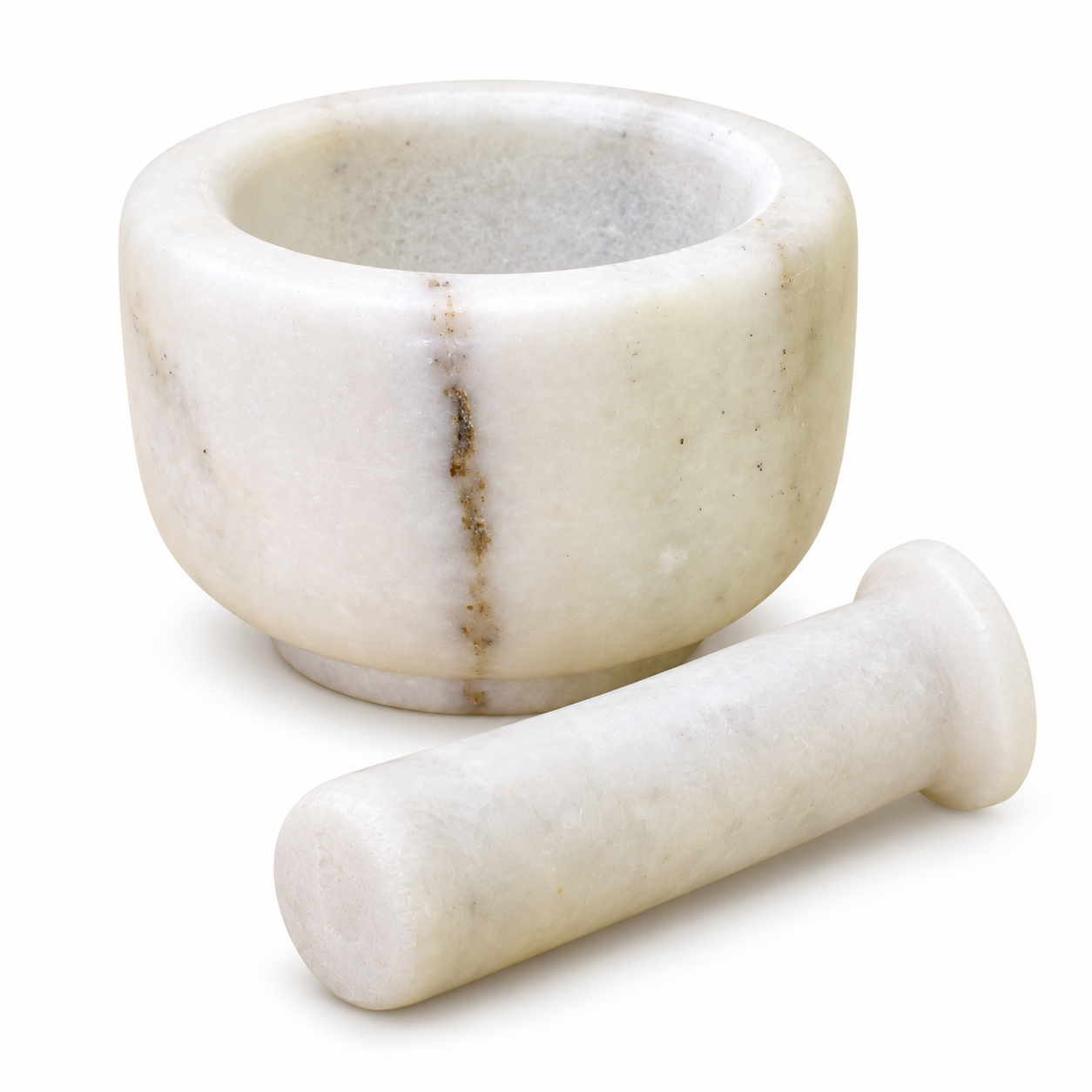 KunhaR Natural White Marble Mortar and Pestle Set, Imam Dasta, Ohkli Musal, Kharal - 4 x 2.5 Inches, White, (Half Polish) - Image 6