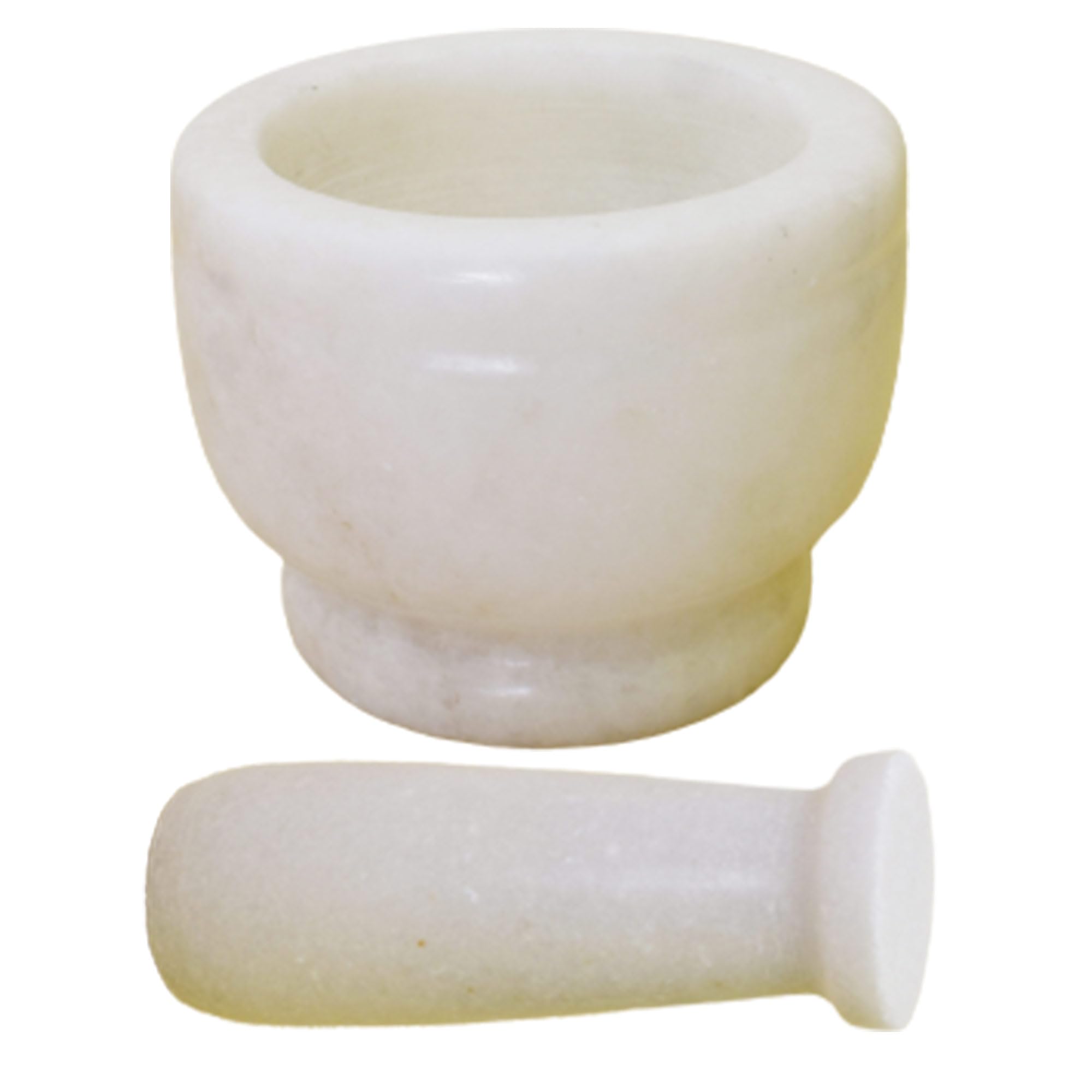 KunhaR Natural White Marble Mortar and Pestle Set, Imam Dasta, Ohkli Musal, Kharal - 4 x 3 Inches, White, (Half Polish) - Image 7