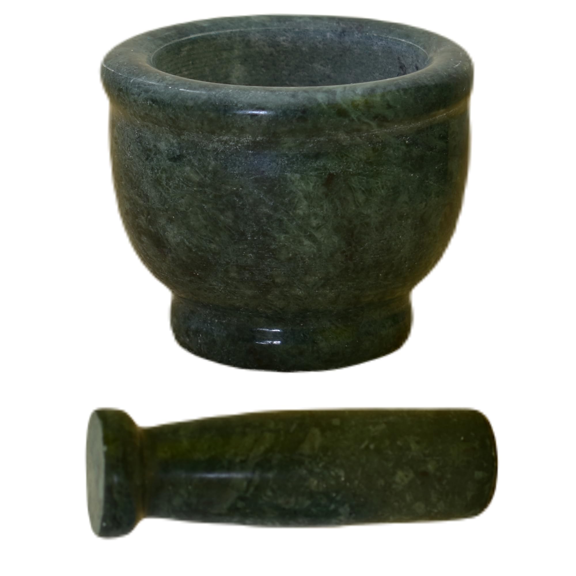 KunhaR Natural Green Marble Mortar and Pestle Set, Imam Dasta, Ohkli Musal, Kharal - 3 x 2.5 Inches, Green, (Half Polish) — product view 5