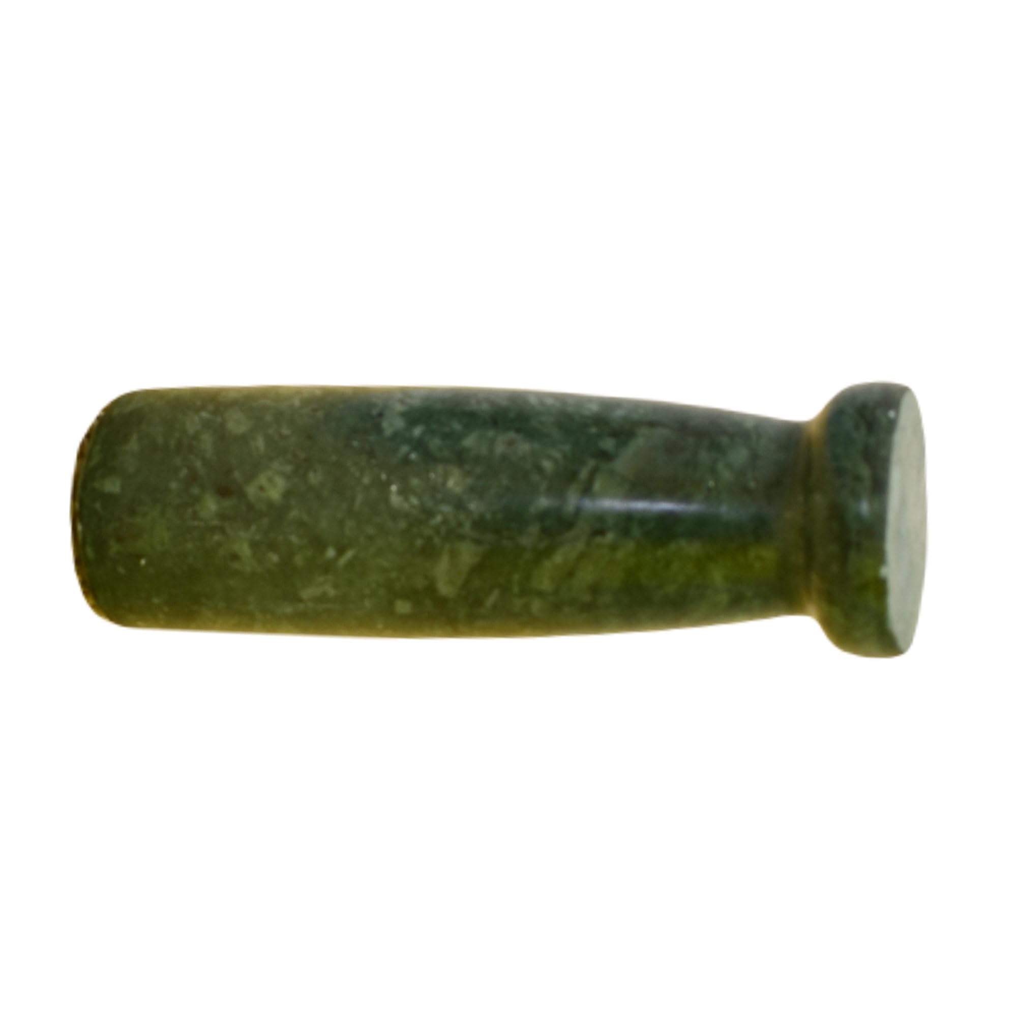 KunhaR Natural Green Marble Mortar and Pestle Set, Imam Dasta, Ohkli Musal, Kharal - 3 x 2.5 Inches, Green, (Half Polish) — product view 7